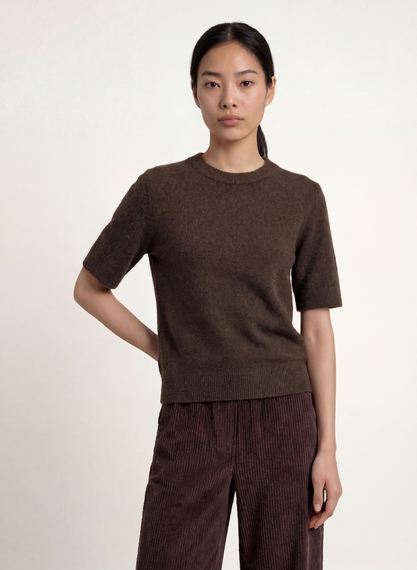 OPUS Strickshirt PIMOTA: DUNKELBRAUN
