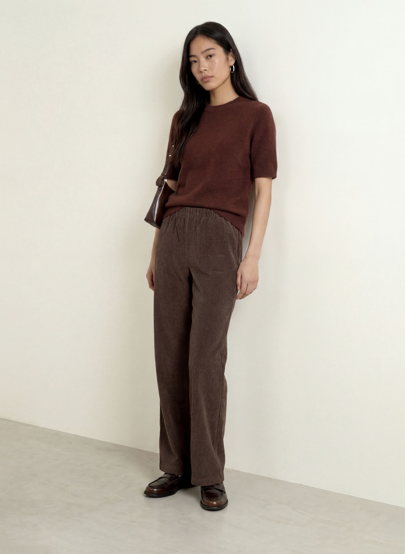 OPUS Gebreid shirt PIMOTA: DONKERROOD
