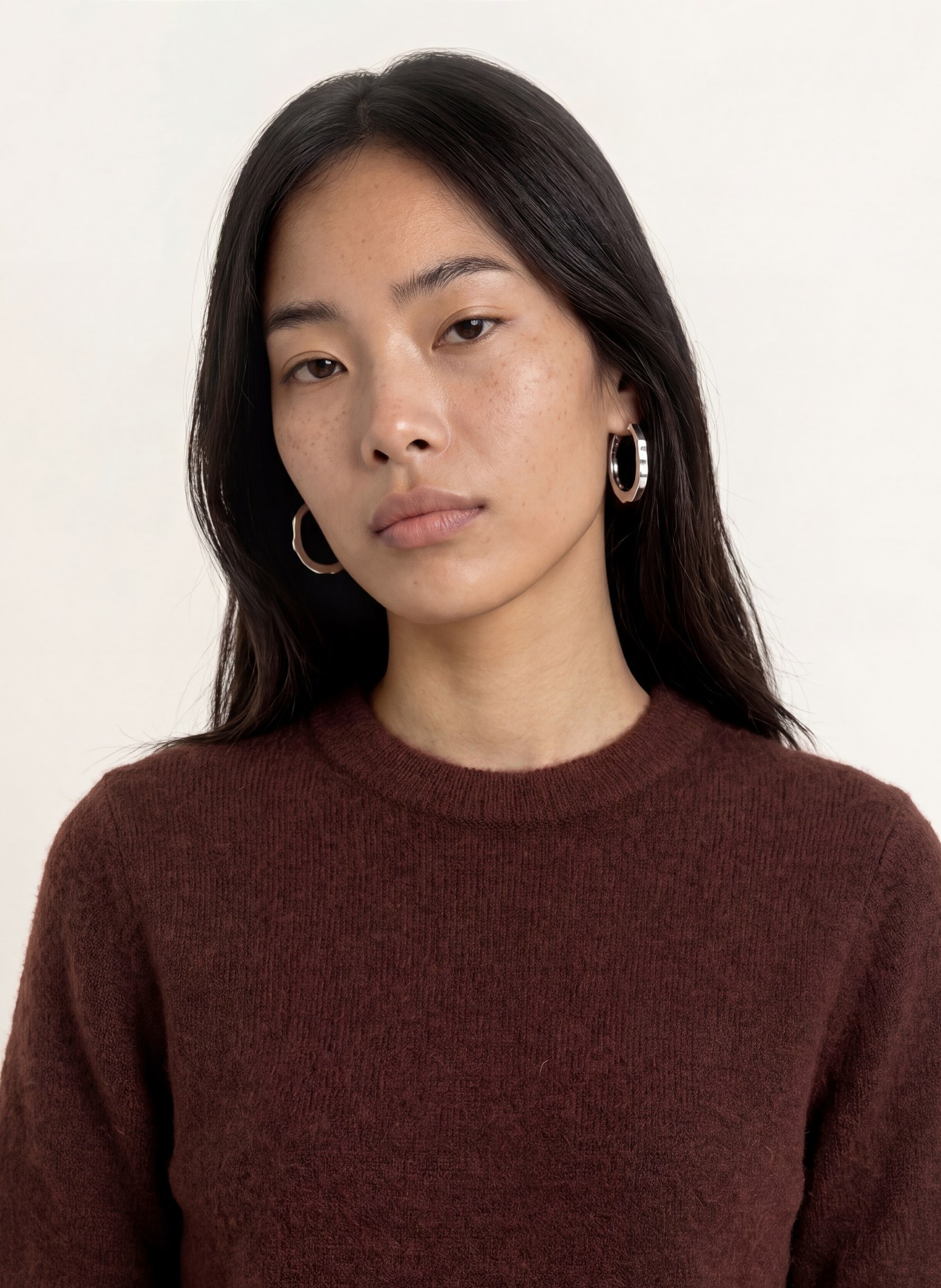 OPUS Gebreid shirt PIMOTA: DONKERROOD