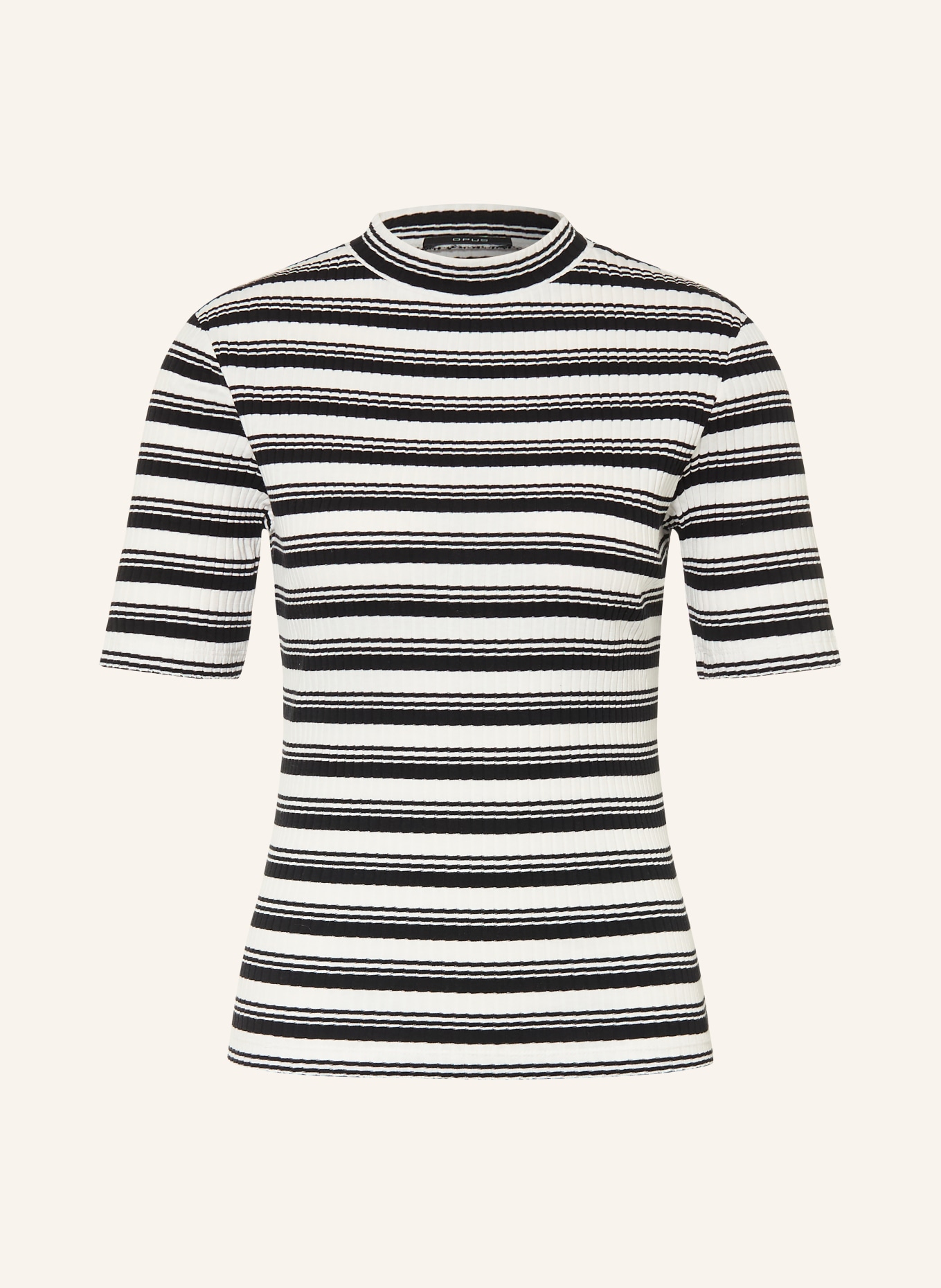 OPUS Gebreid shirt SOKIRA: ZWART / WIT