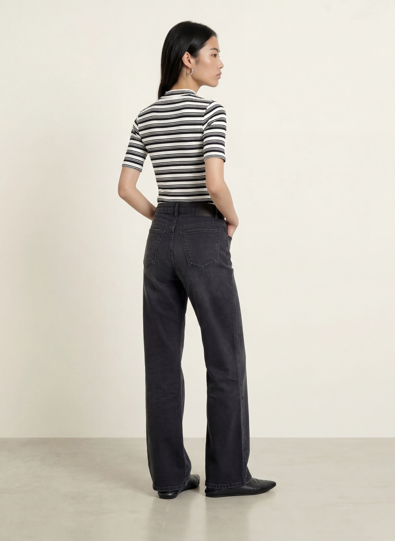 OPUS Gebreid shirt SOKIRA: ZWART / WIT