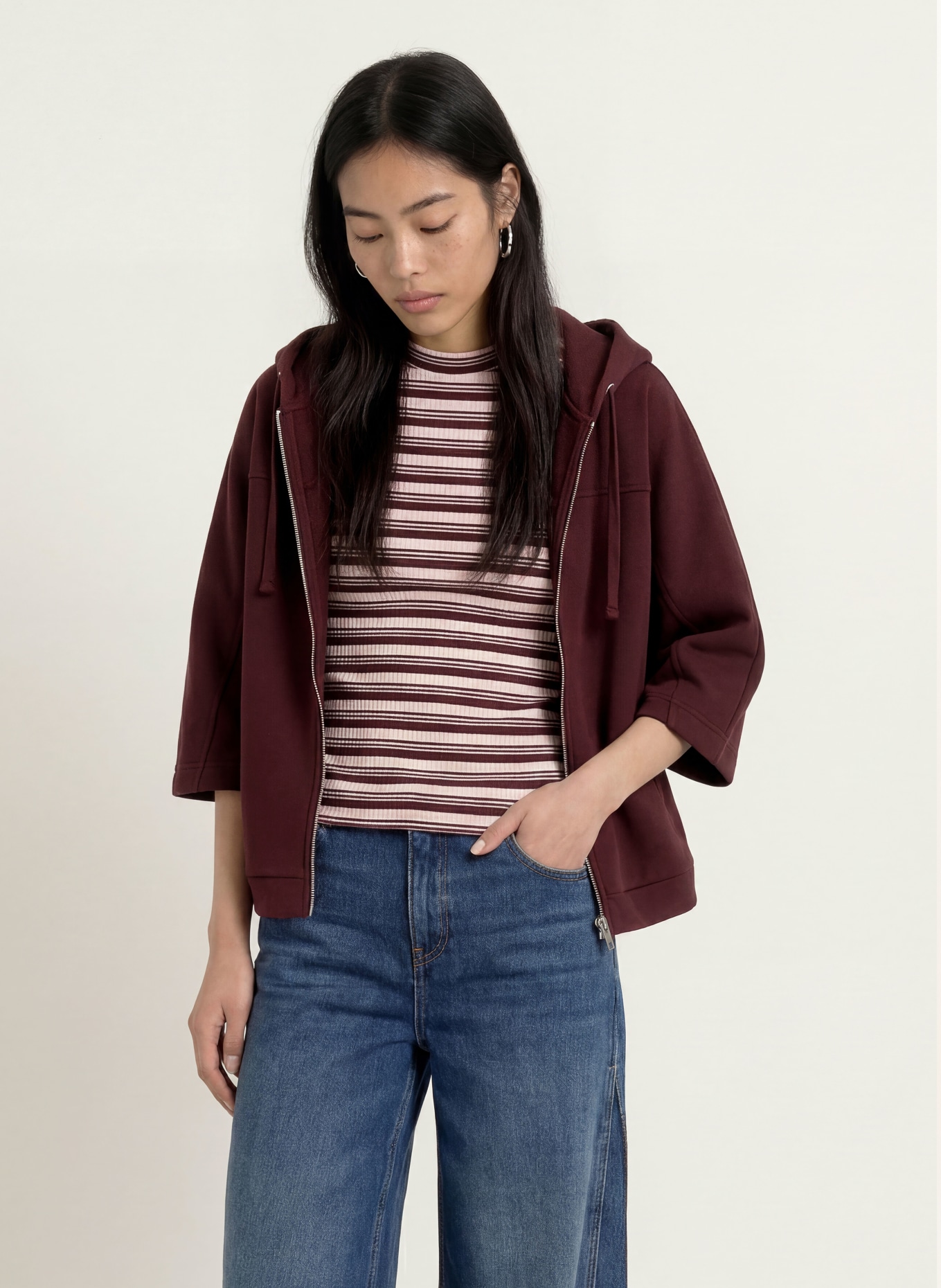 OPUS Gebreid shirt SOKIRA: DONKERROOD / ROSE CLAIR