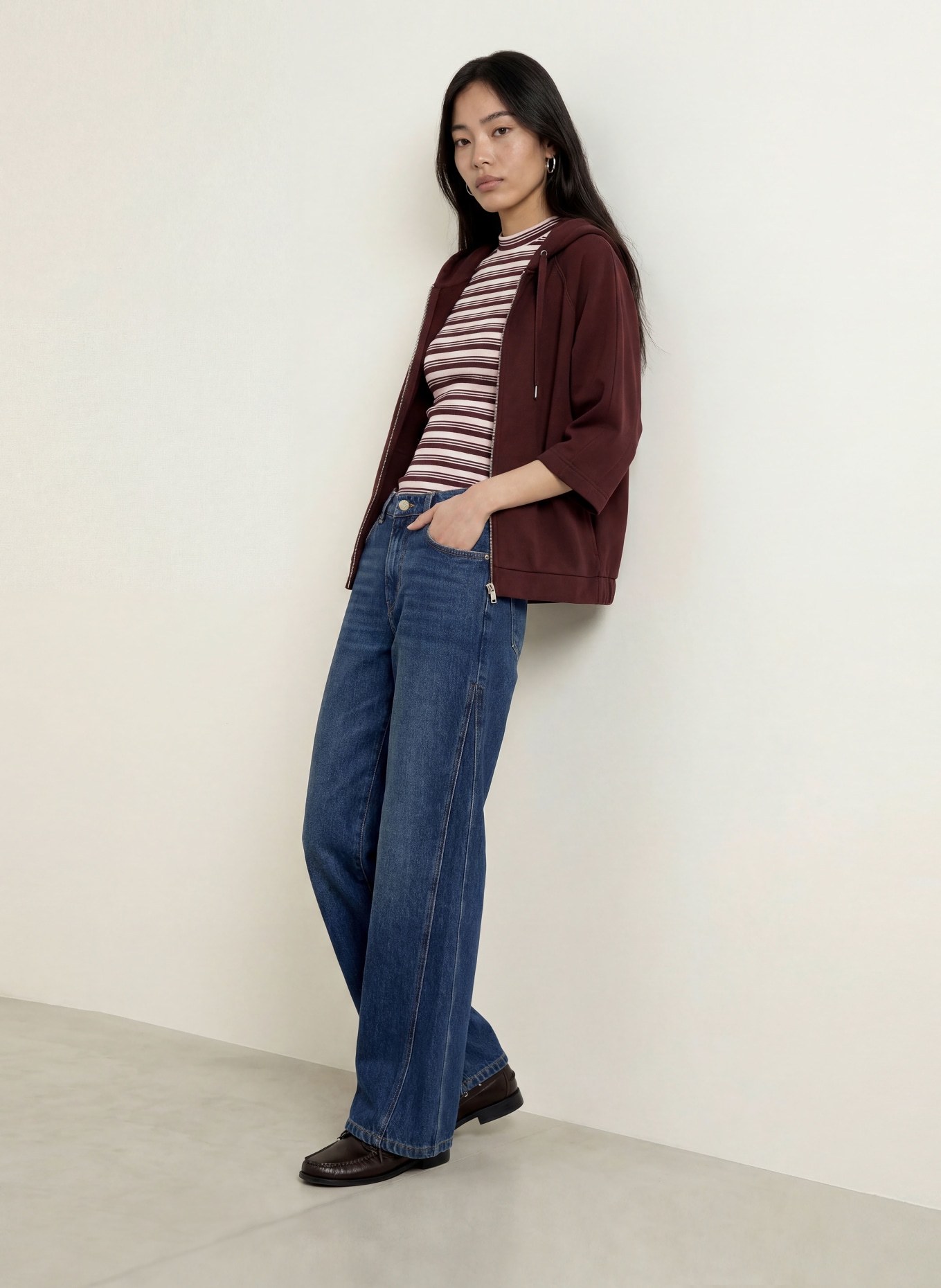 OPUS Gebreid shirt SOKIRA: DONKERROOD / ROSE CLAIR
