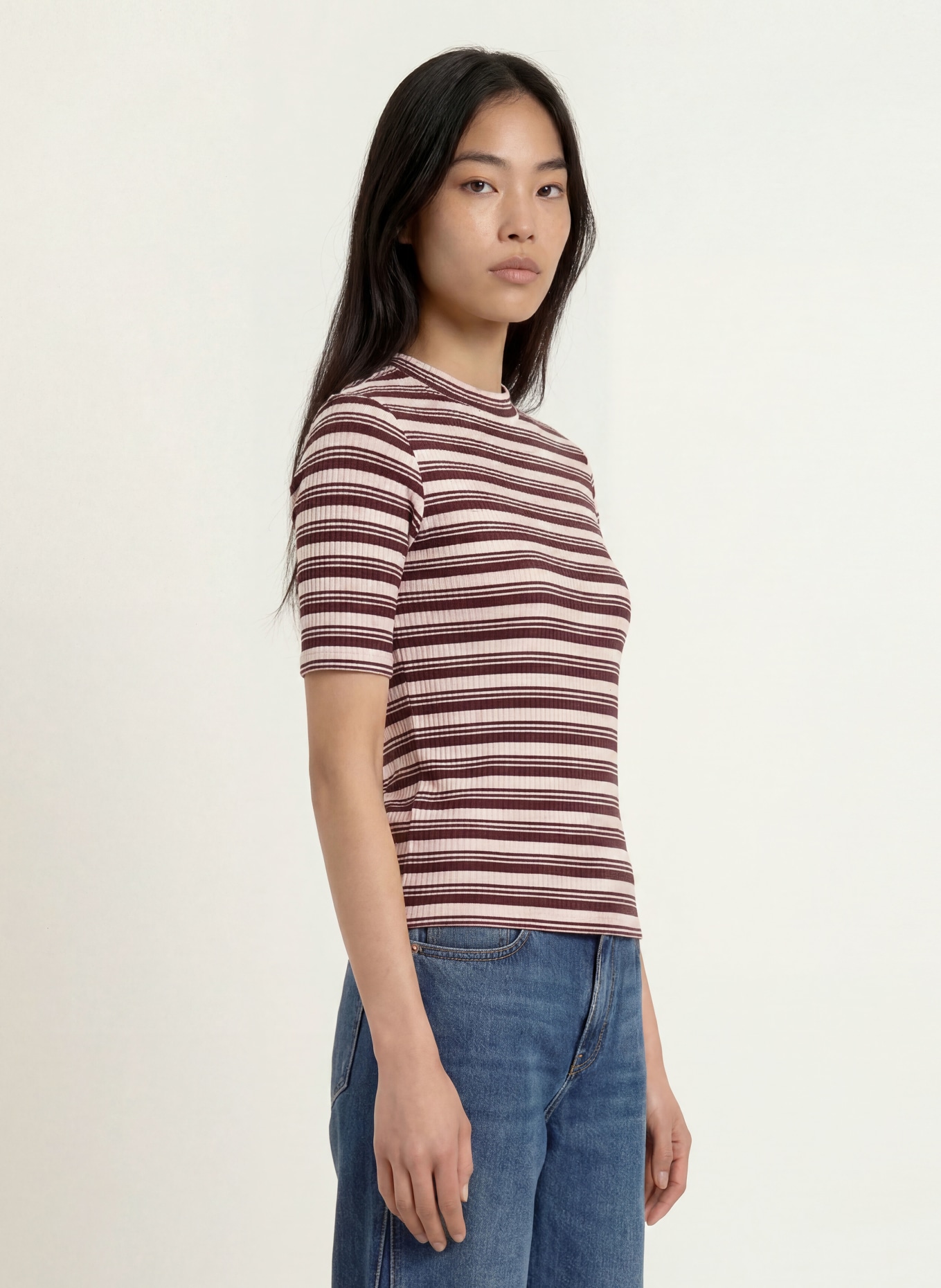 OPUS Gebreid shirt SOKIRA: DONKERROOD / ROSE CLAIR