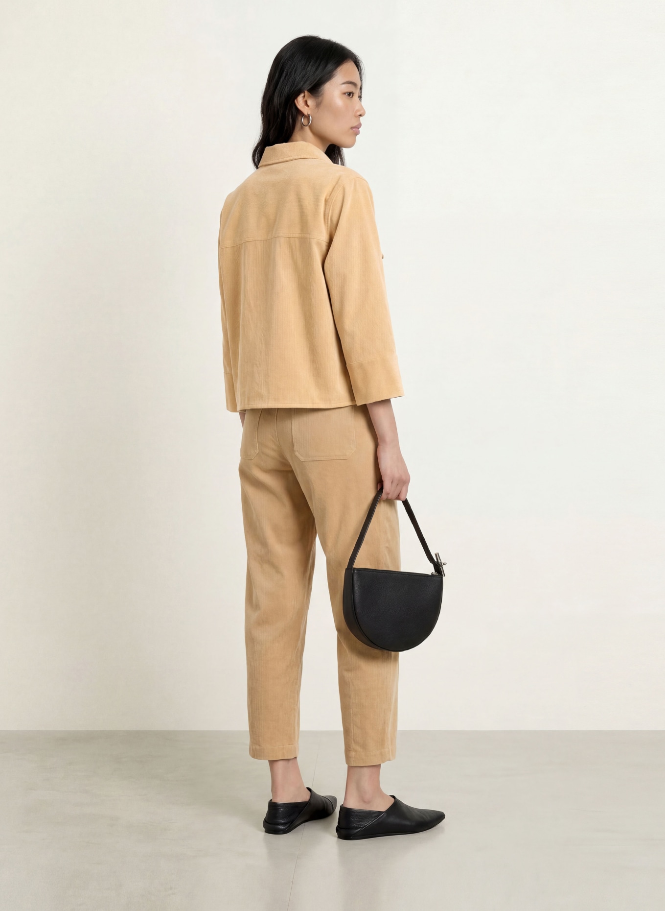 OPUS Hemdbluse FERRELL aus Cord mit 3/4-Arm: CAMEL