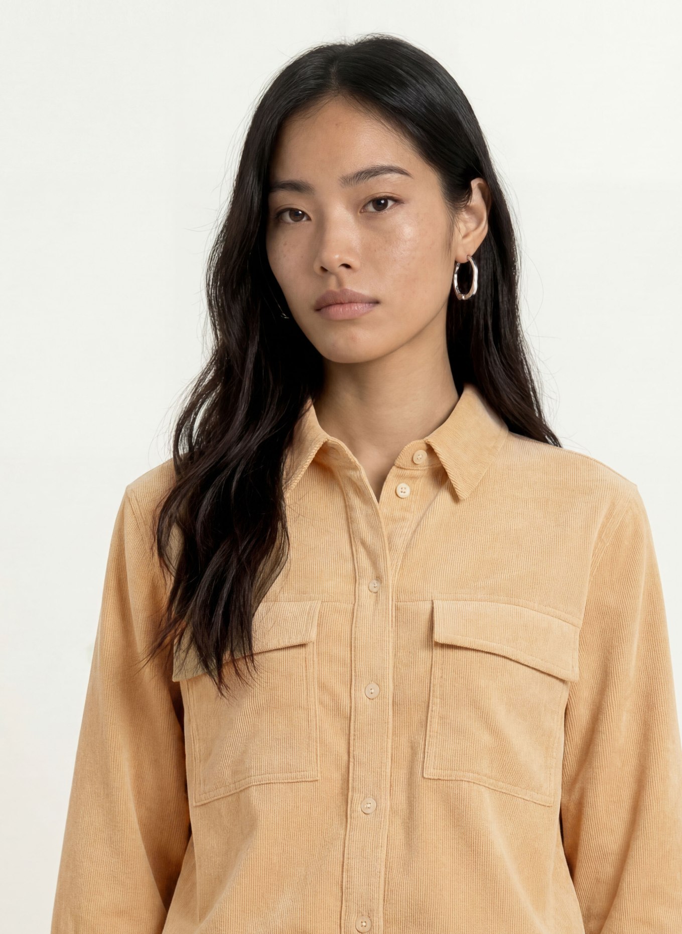 OPUS Hemdbluse FERRELL aus Cord mit 3/4-Arm: CAMEL