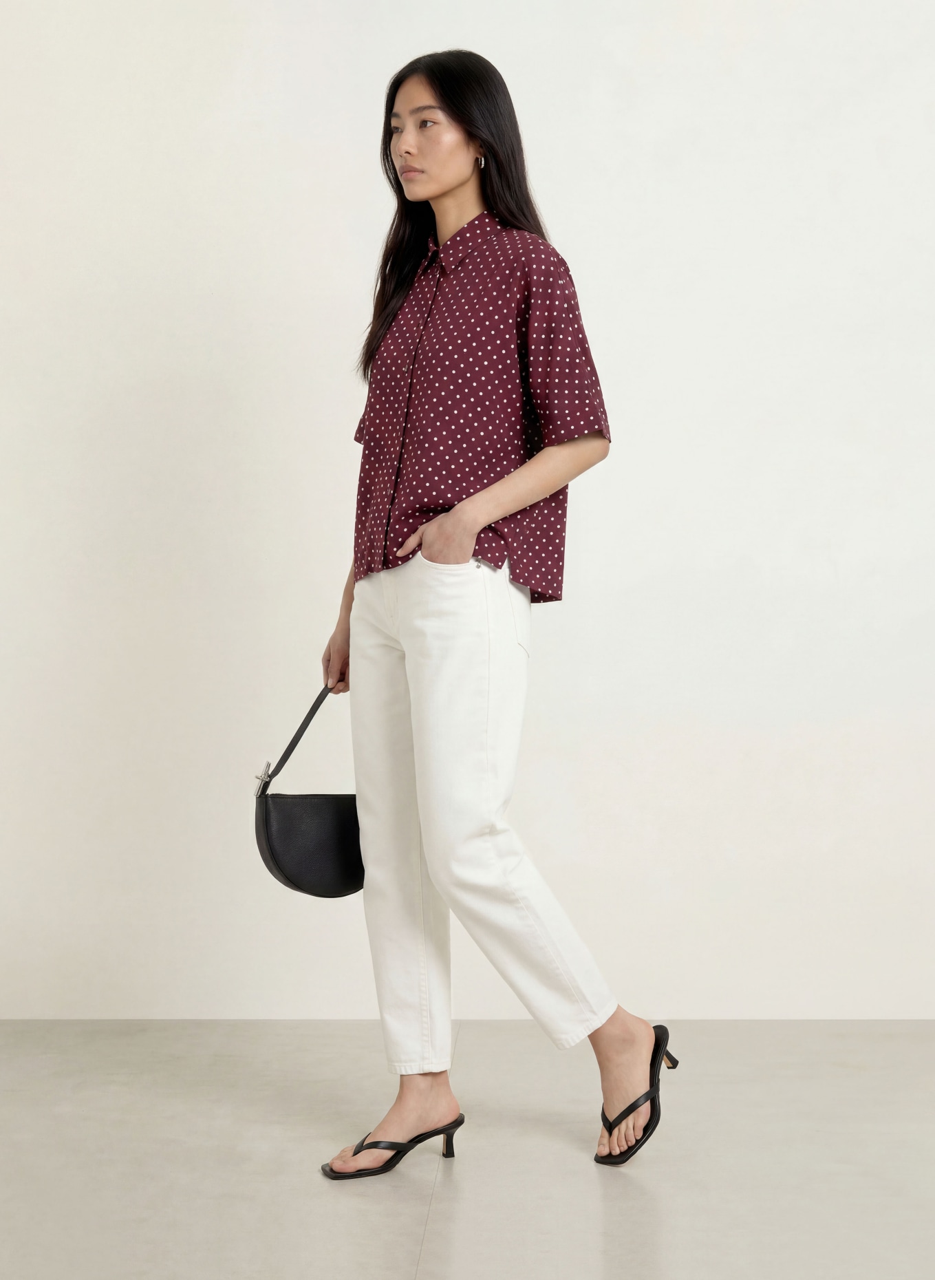 OPUS Hemdbluse FARISE: DUNKELROT / WEISS