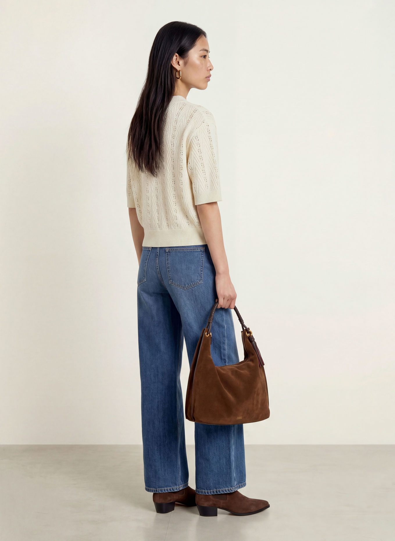 OPUS Gebreid shirt PUDY: ECRU