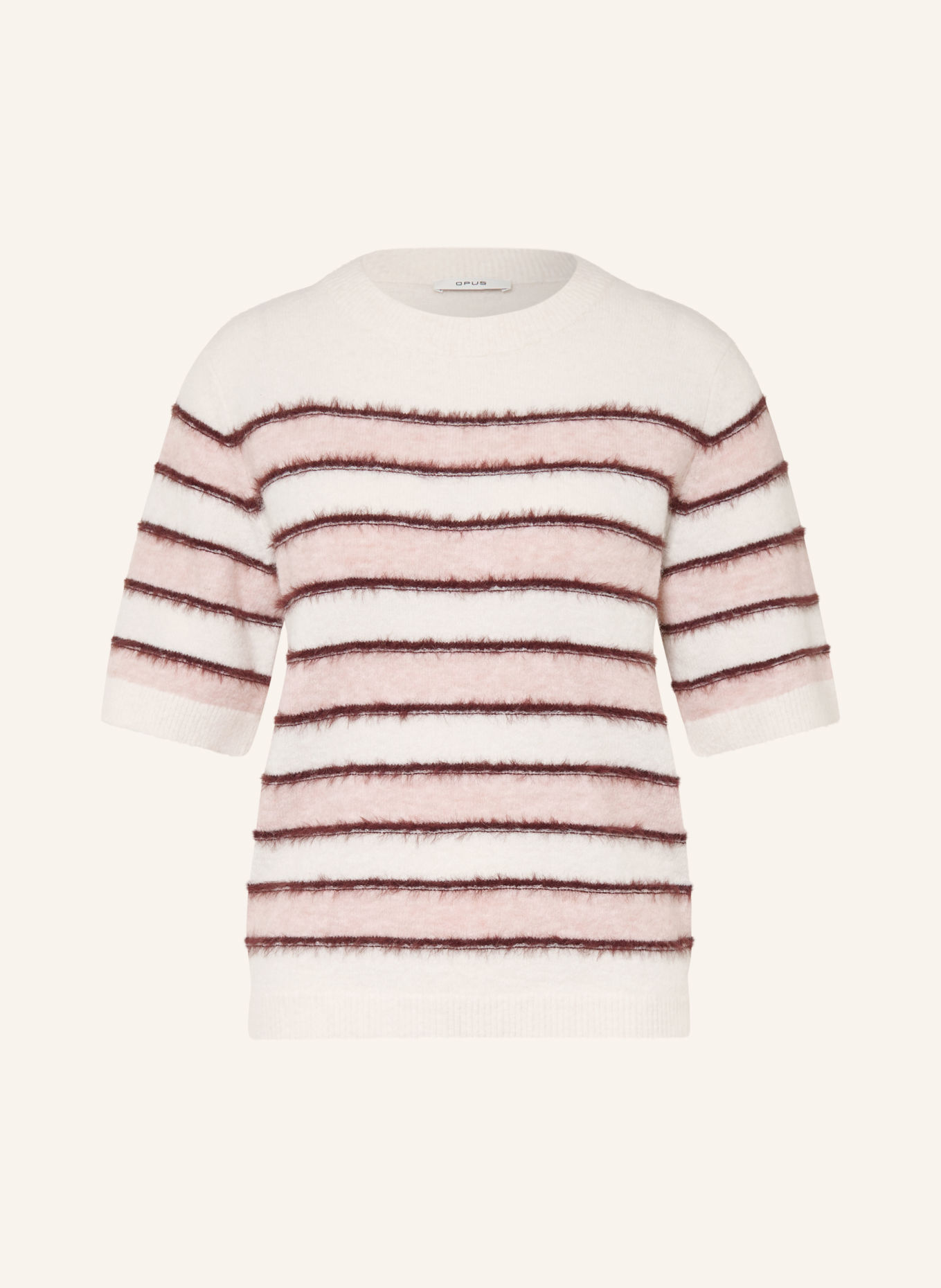 OPUS Strickshirt PIMOTA: ROSA / ECRU / DUNKELROT