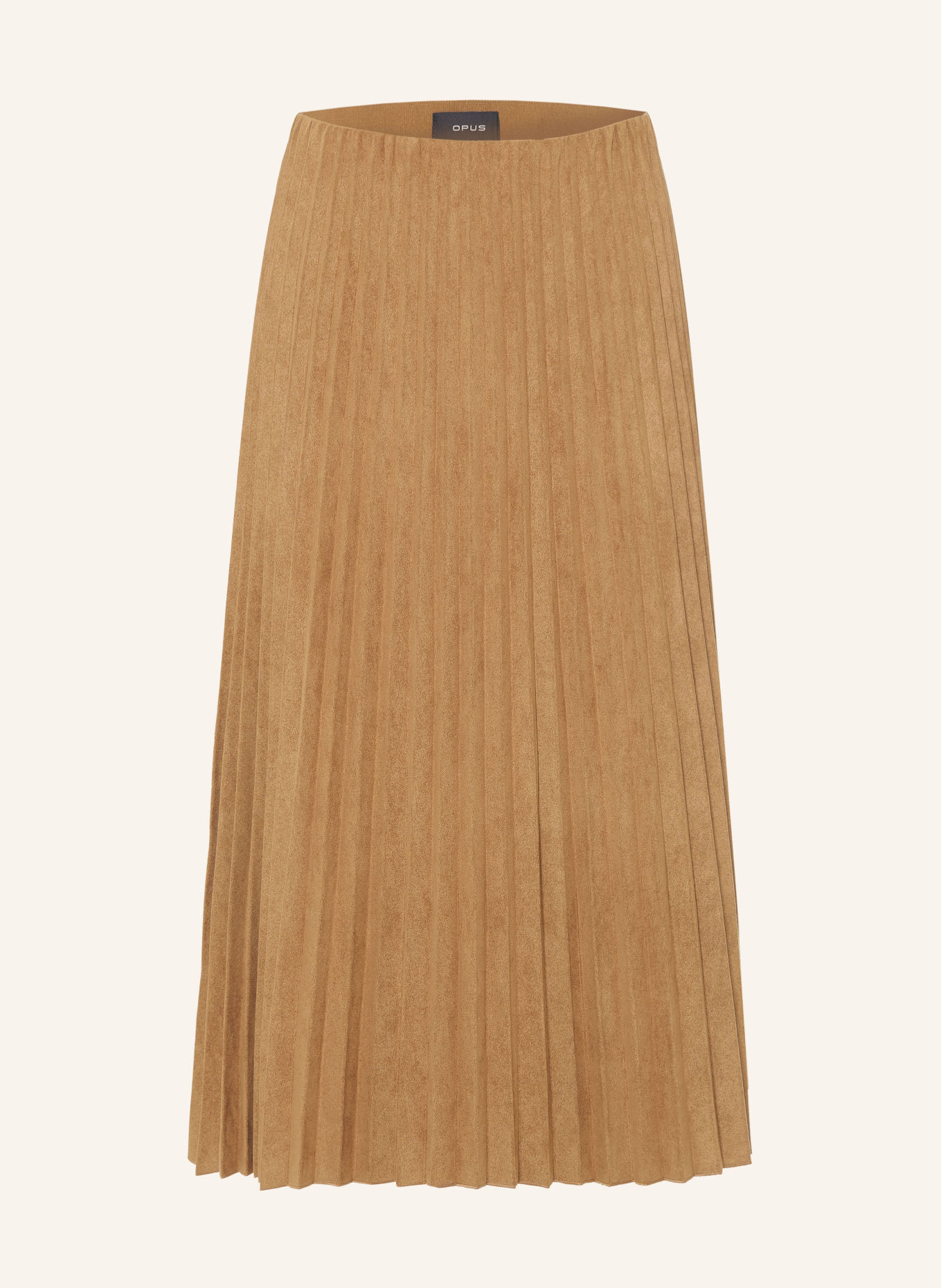 OPUS RYHA leather-look pleated skirt: CAMEL