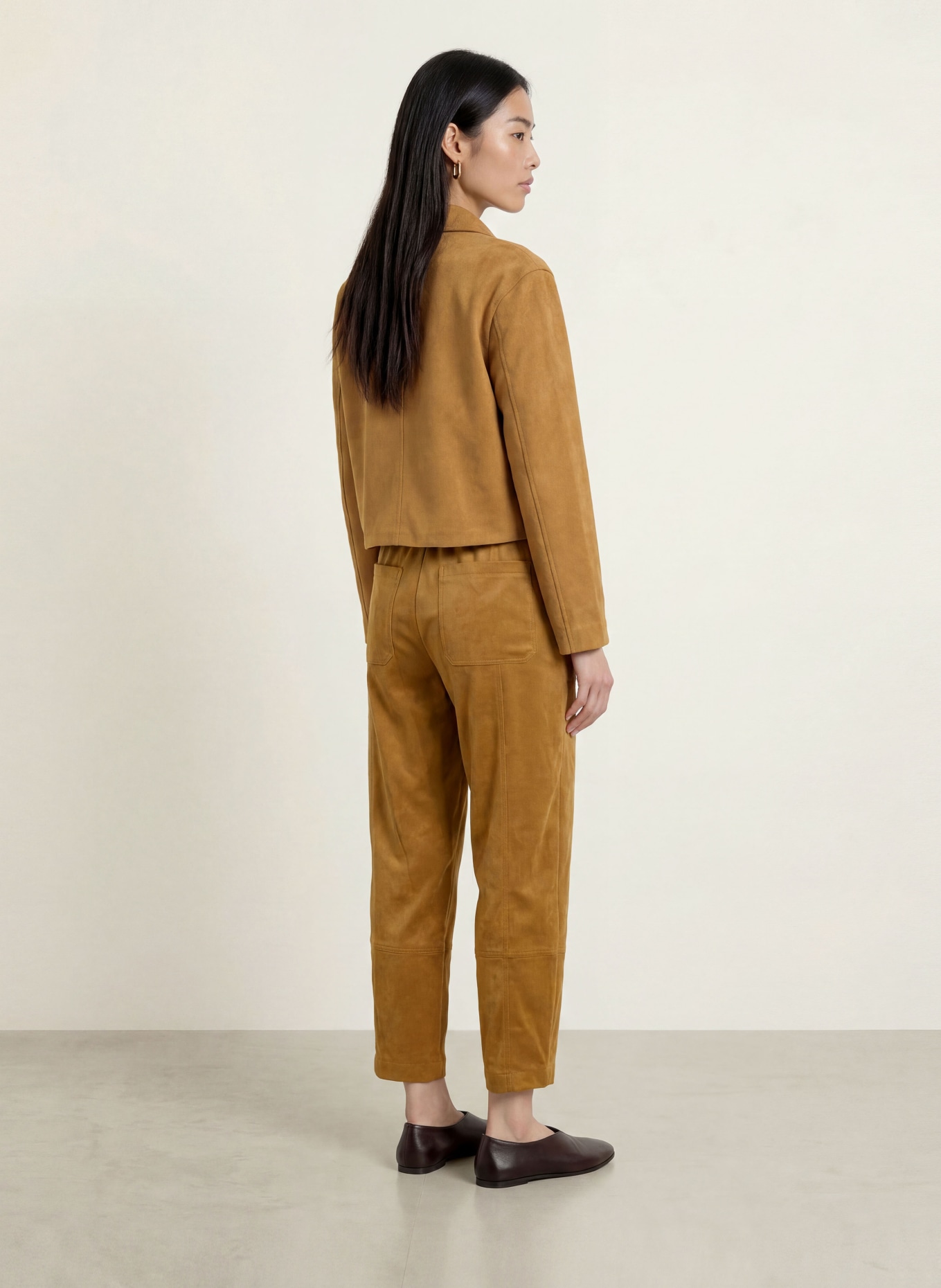 OPUS 7/8-broek MYHA in leerlook: LICHTBRUIN