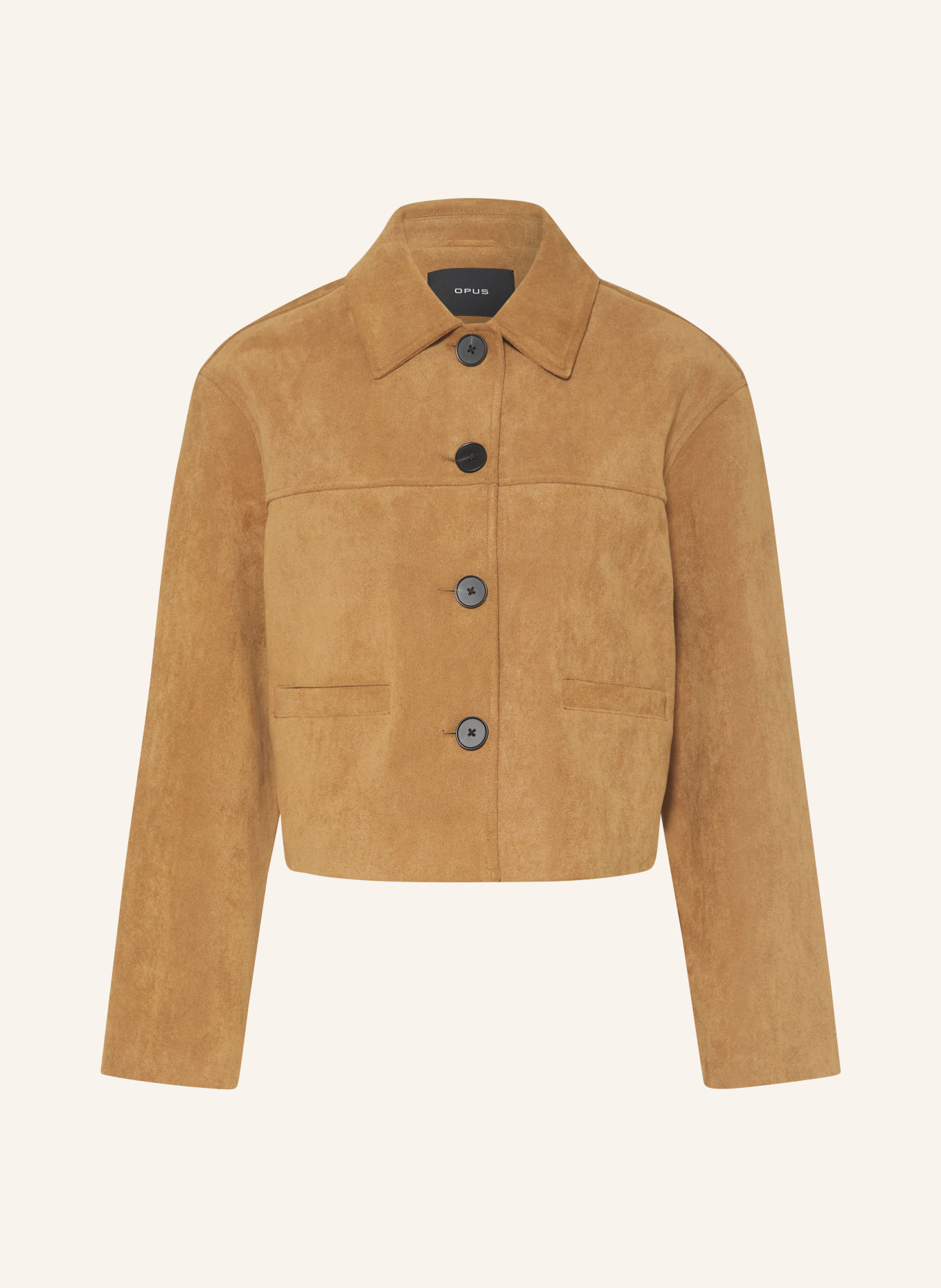 OPUS Kastenjacke HENSO in Lederoptik: CAMEL