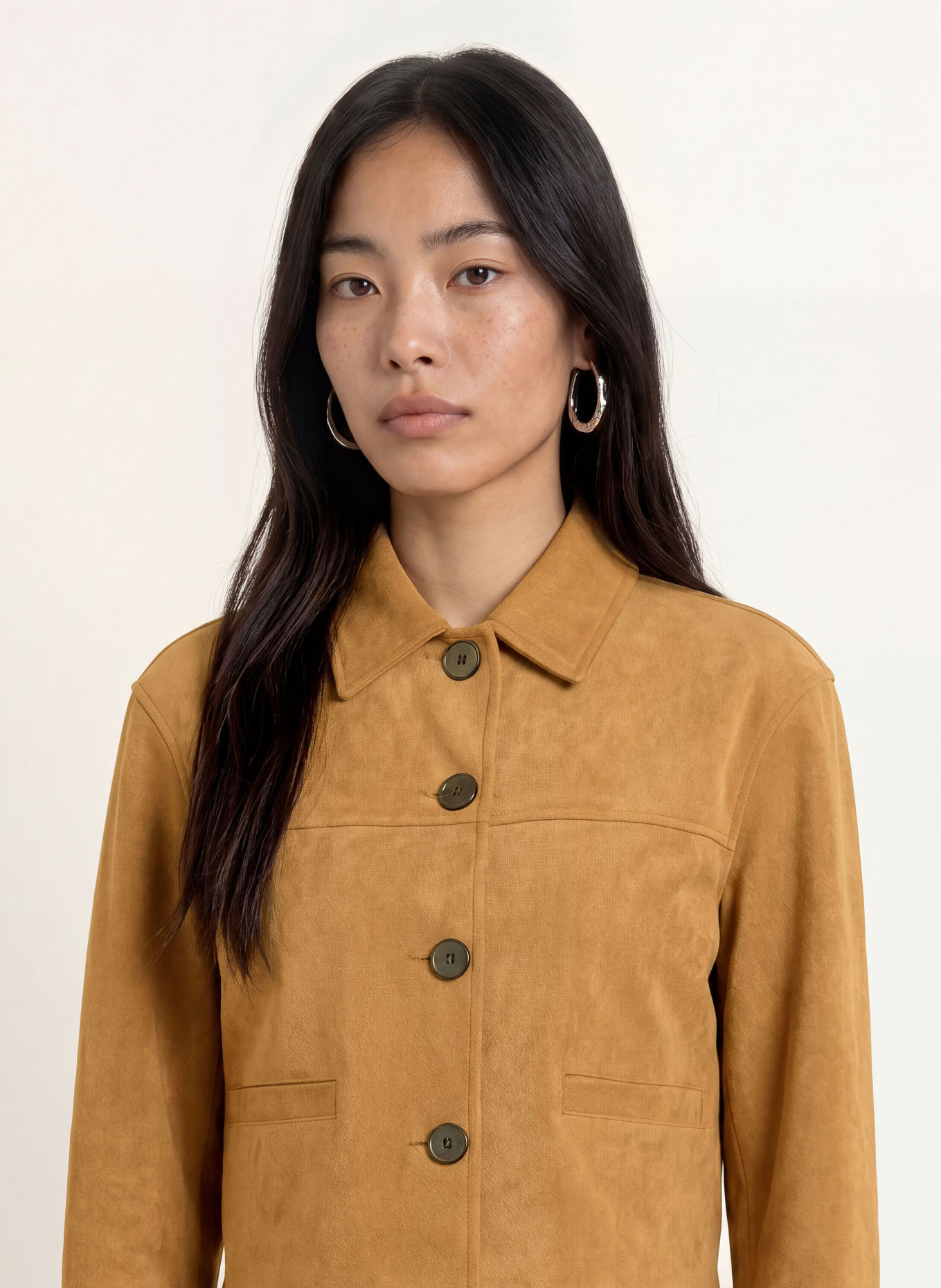 OPUS Kastenjacke HENSO in Lederoptik: CAMEL