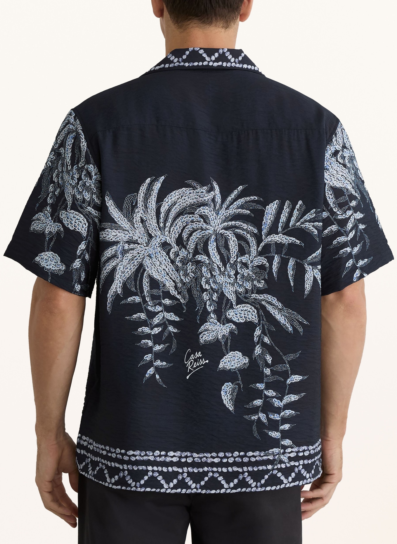 REISS CAMINO Resort Shirt, Relaxed Fit: DARK BLUE / WHITE