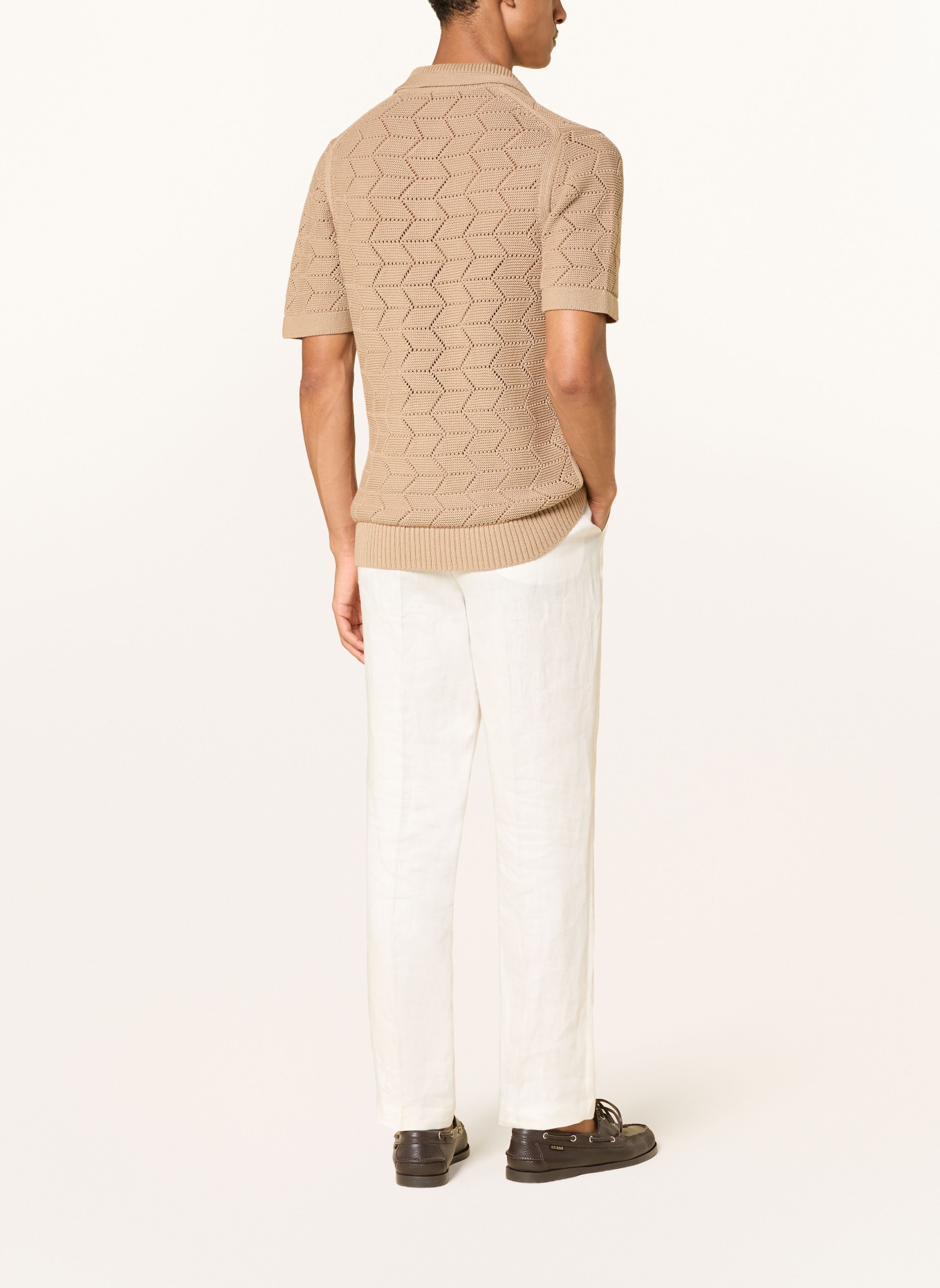 REISS Strick-Poloshirt BELFORT: CAMEL