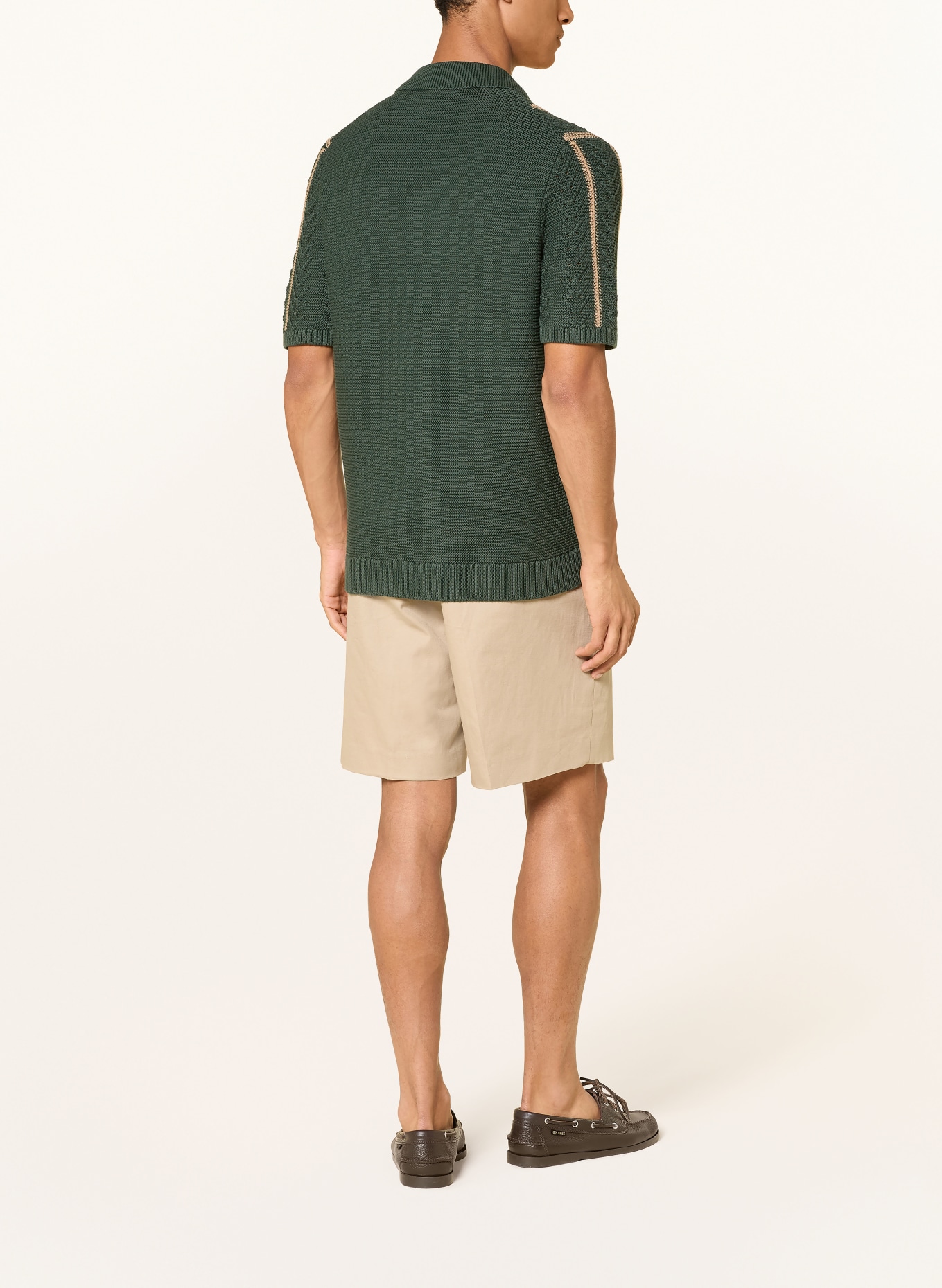REISS Strickhemd ELLINGHAM Slim Fit: DUNKELGRÜN / BEIGE