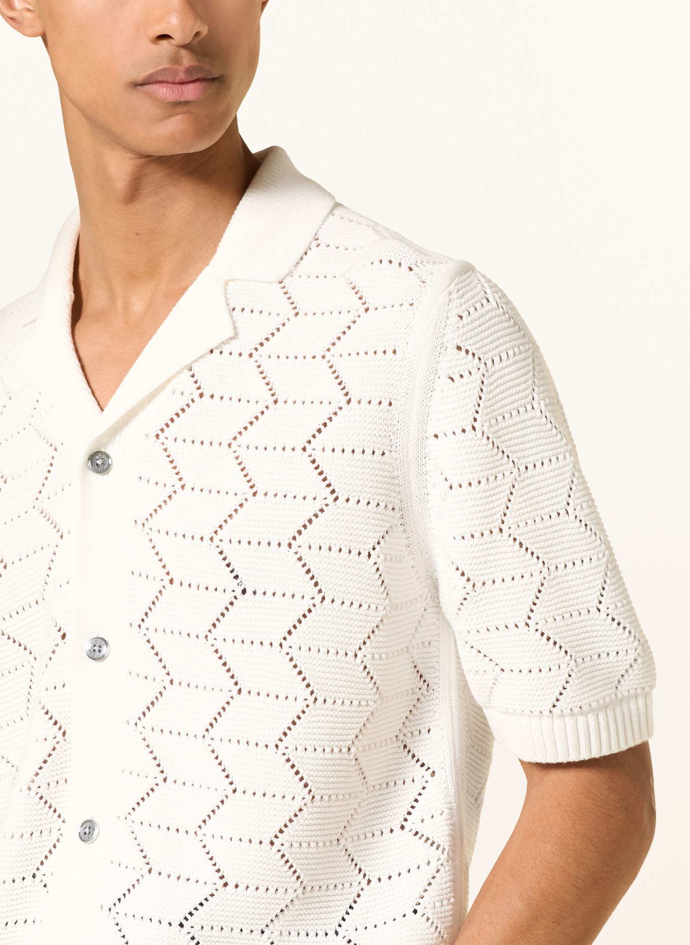 REISS DALKEITH Regular Fit Knit Shirt: WHITE