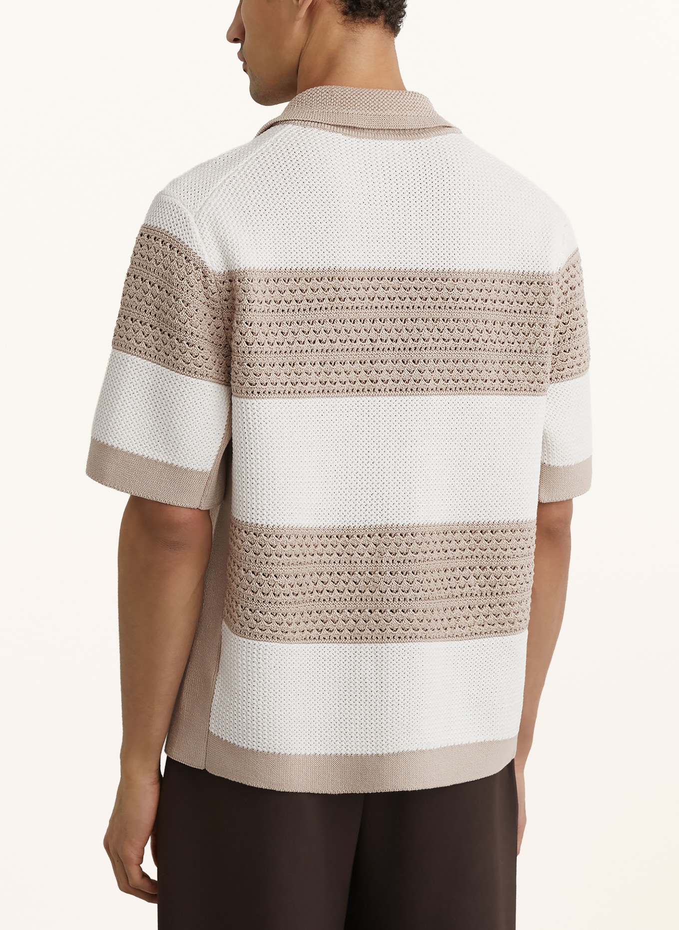 REISS MAREK Comfort Fit Knit Shirt: WHITE / BEIGE