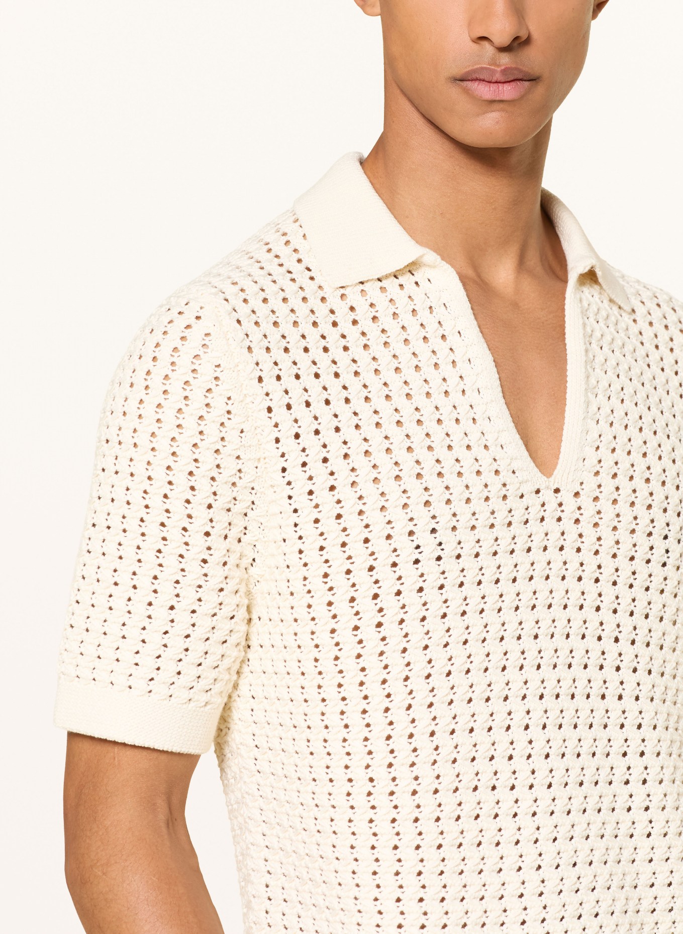 REISS BRONWYN Knit Shirt: CREAM