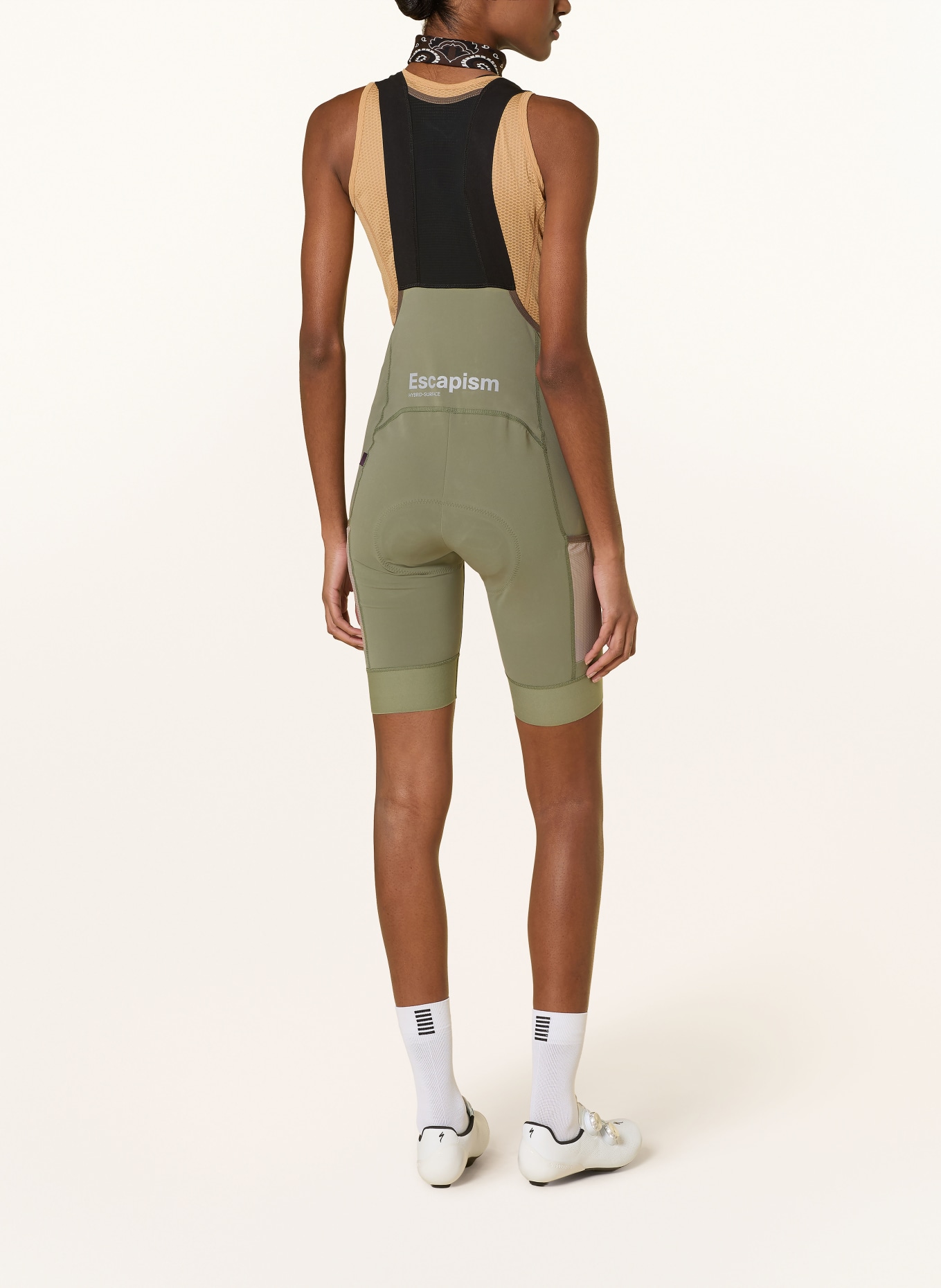 PAS NORMAL STUDIOS Cykelshorts ESCAPISM CARGO BIBS med seler og polstret indlæg: OLIVEN / BEIGE / SORT