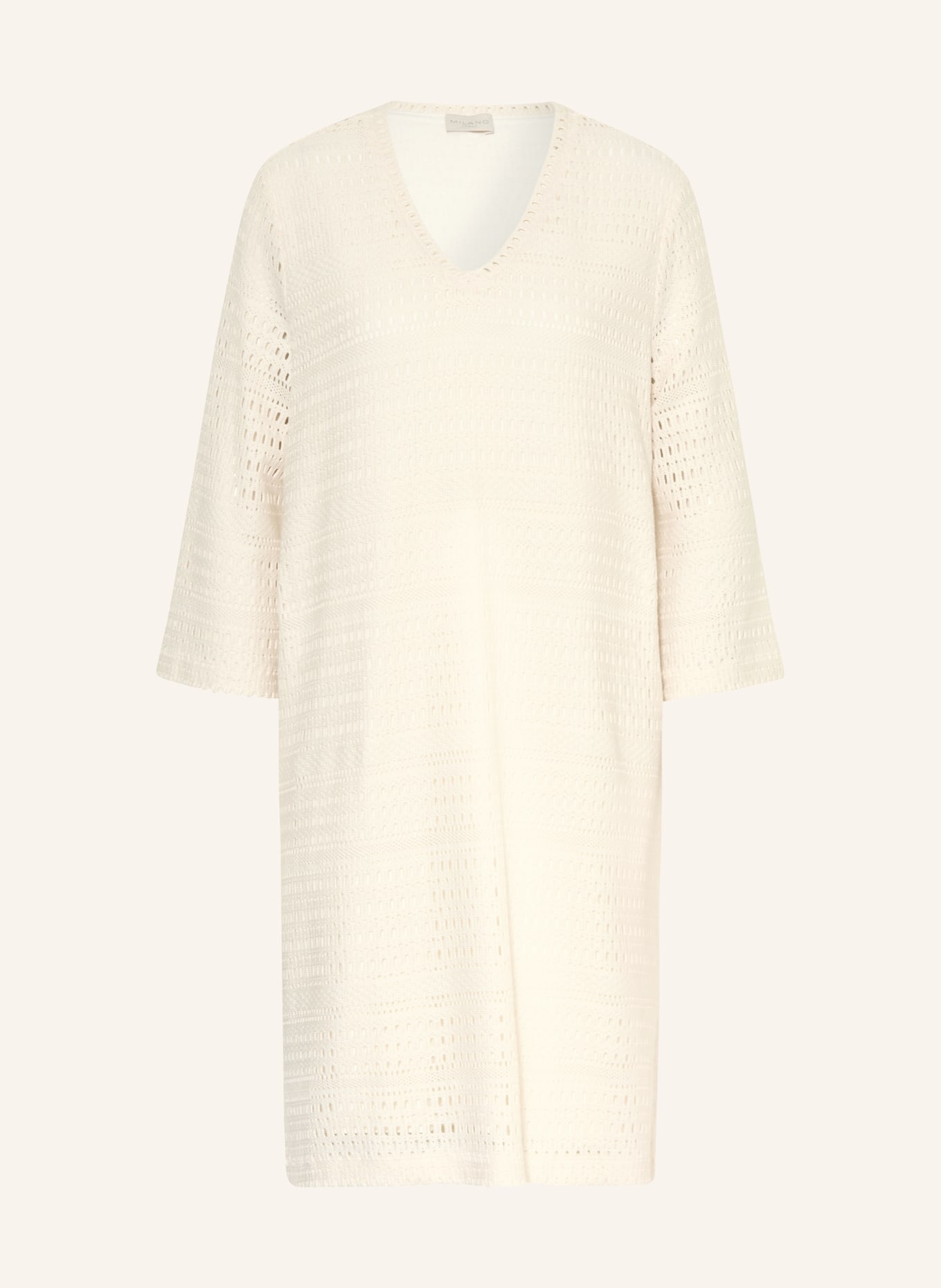 MILANO ITALY Robe en dentelle ajourée à manches 3/4: CRÈME