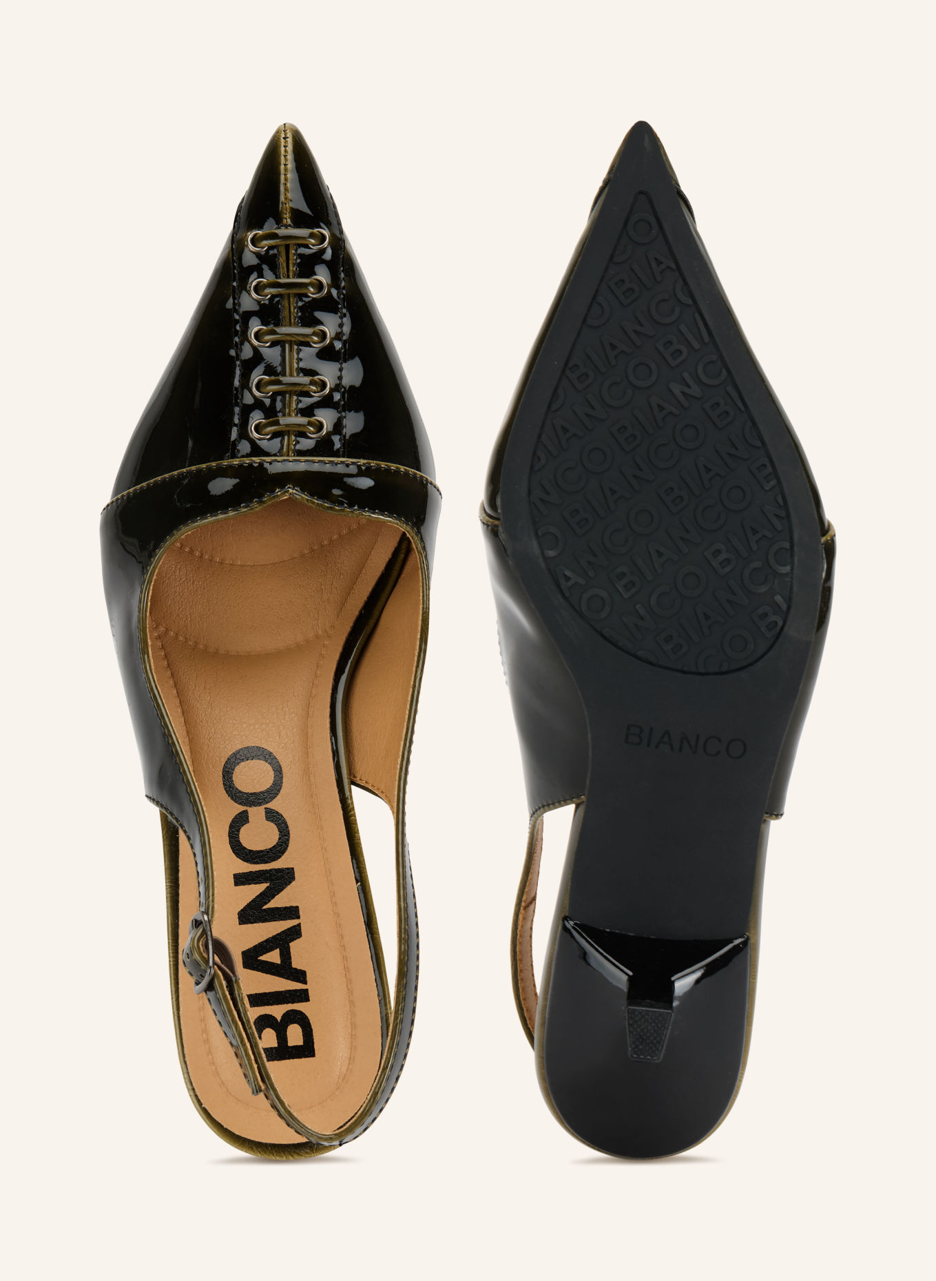 BIANCO Slingpumps BIAKRISTIN: DUNKELGRÜN / SILBER