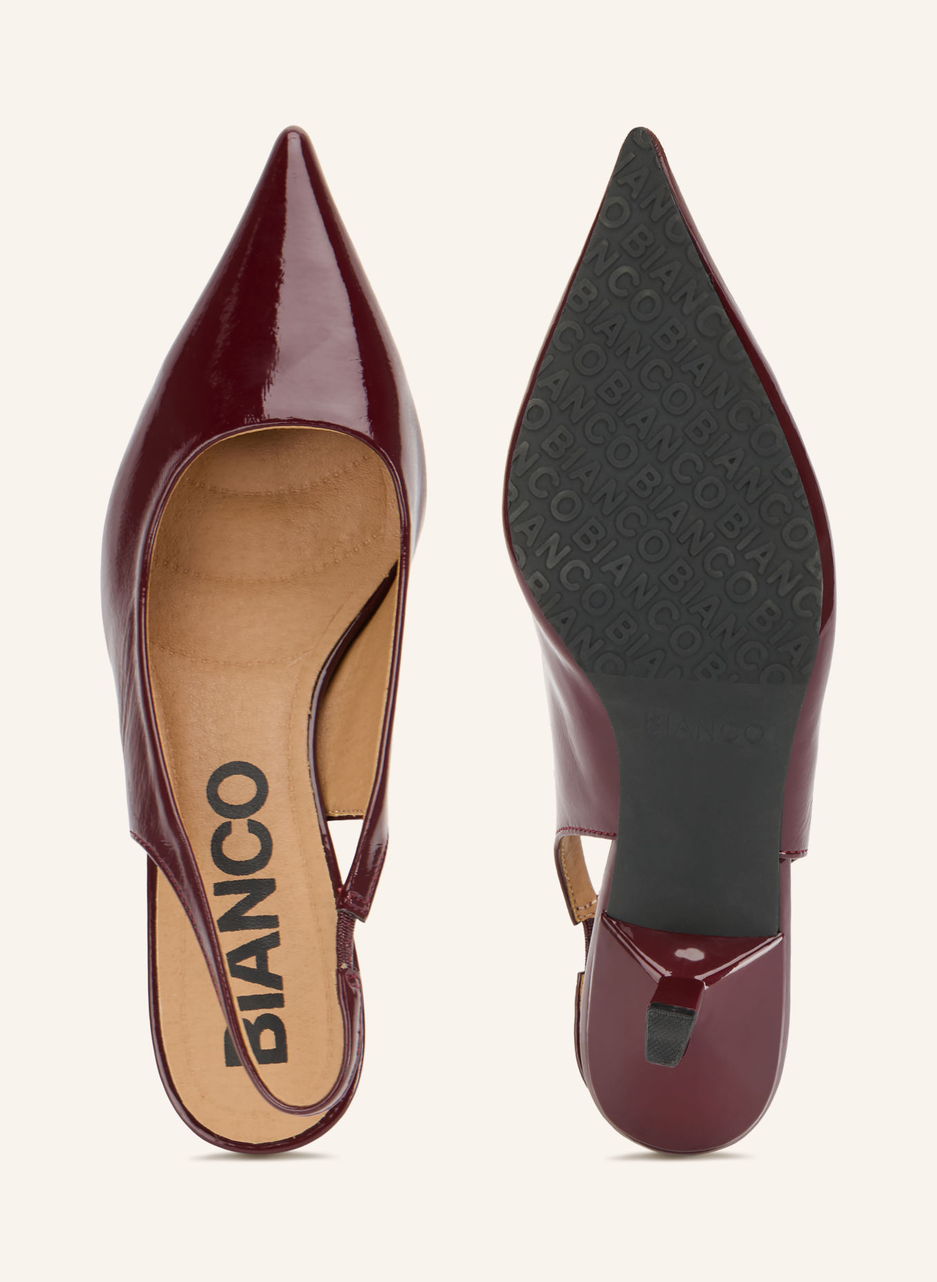 BIANCO Czółenka typu slingback BIAKRISTIN: CIEMNOCZERWONY