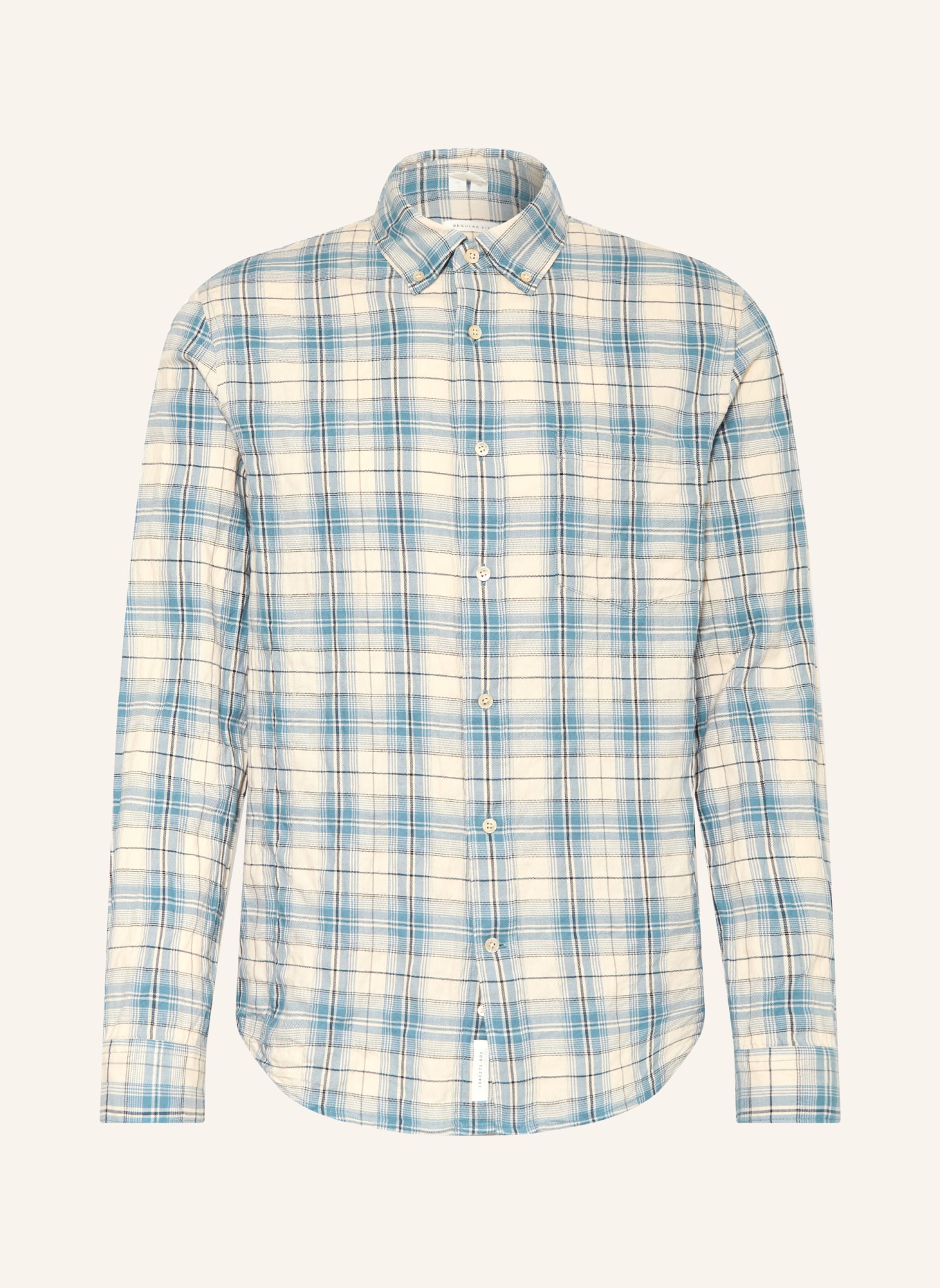 ARKET Flanellen overhemd BARD Regular Fit: ECRU / BLAUWGRIJS / ZWART
