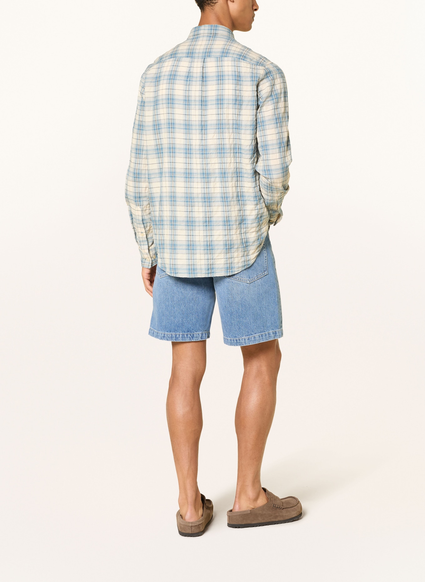 ARKET Flanellen overhemd BARD Regular Fit: ECRU / BLAUWGRIJS / ZWART