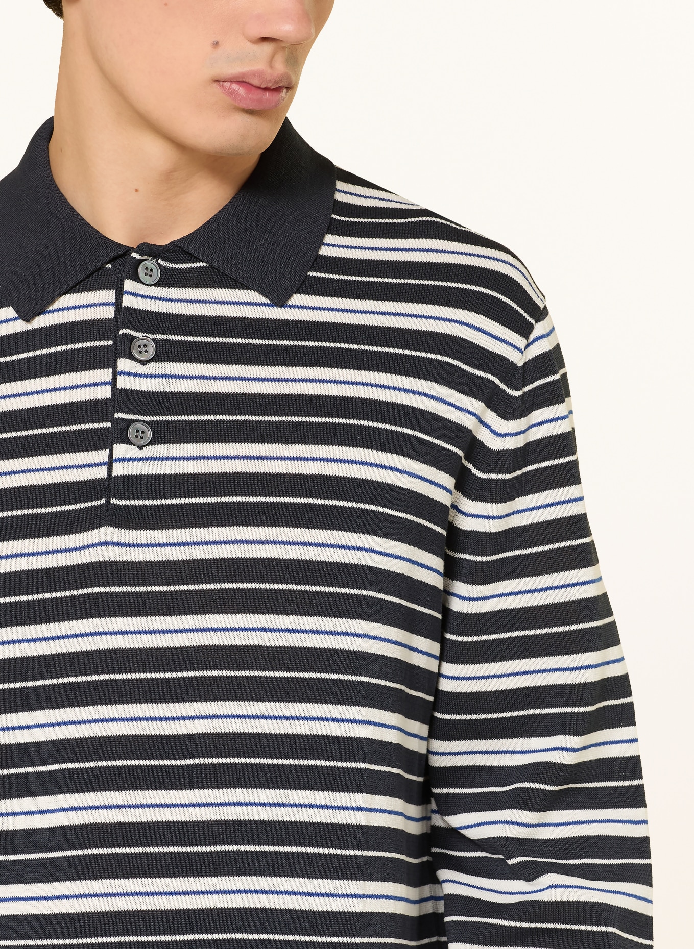 ARKET Polo en maille: BLEU FONCÉ / BLEU / BLANC