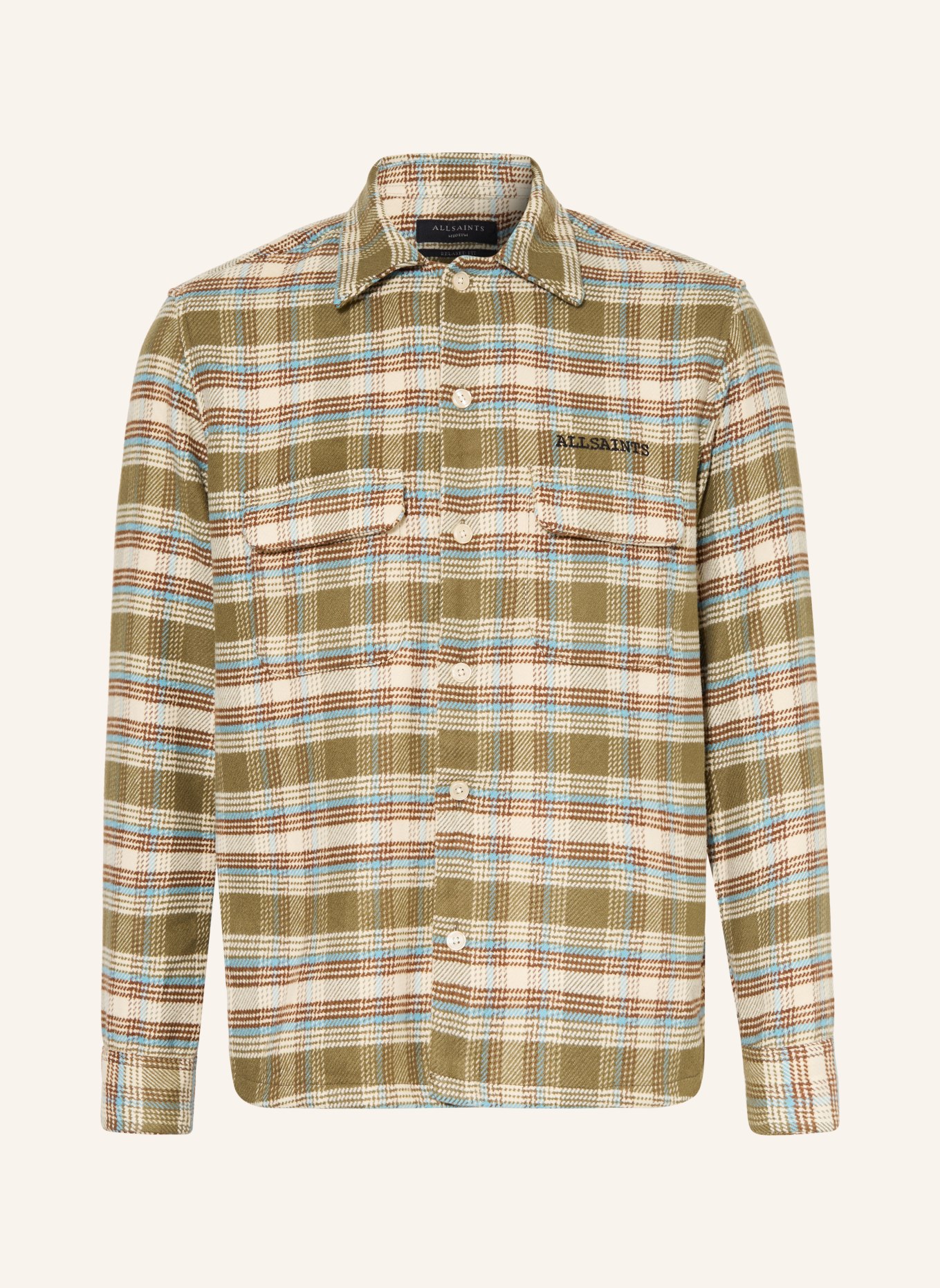 ALLSAINTS Hemd SLAM Comfort Fit: GRÜN / BRAUN / CREME