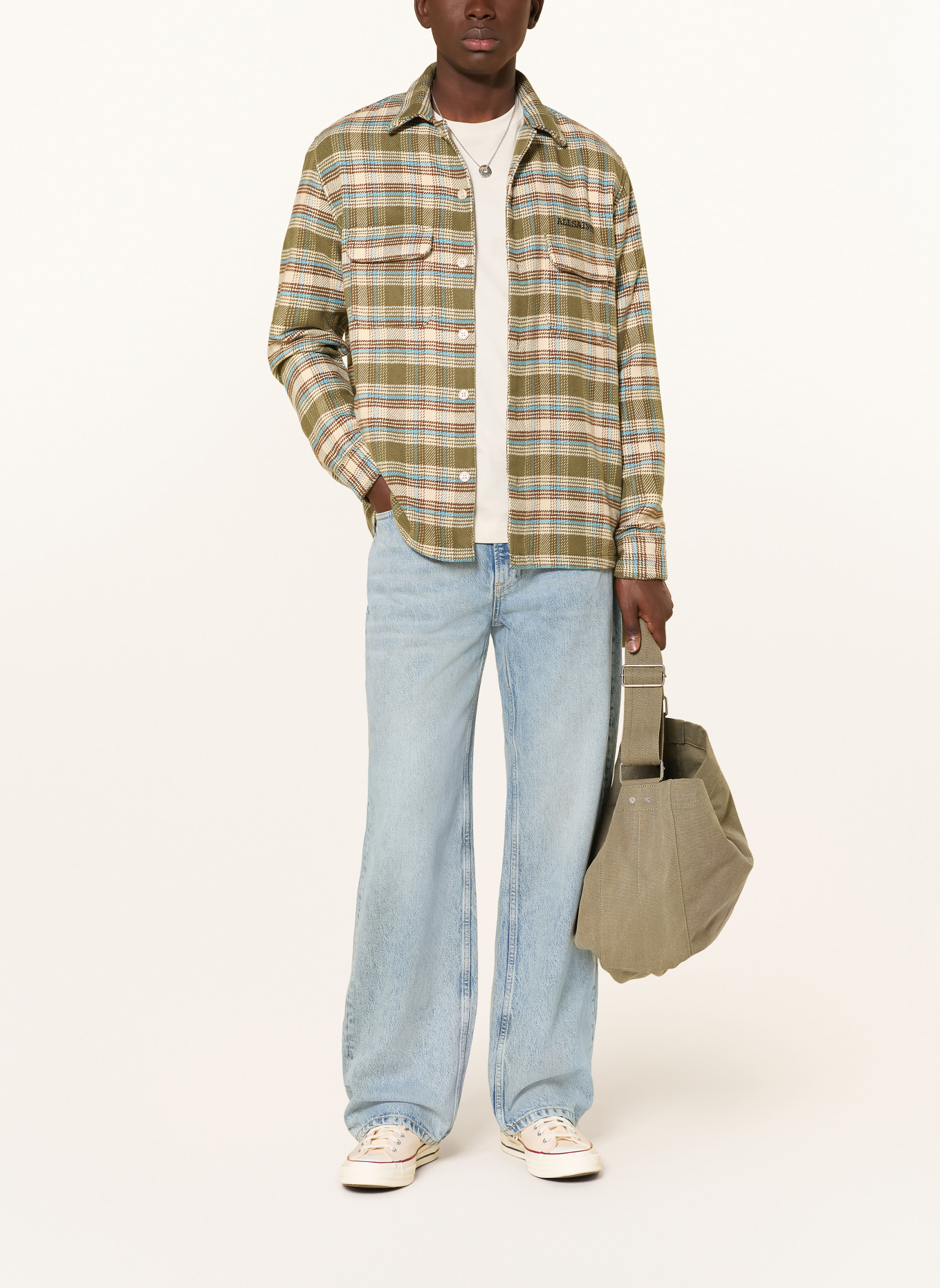 ALLSAINTS Hemd SLAM Comfort Fit: GRÜN / BRAUN / CREME