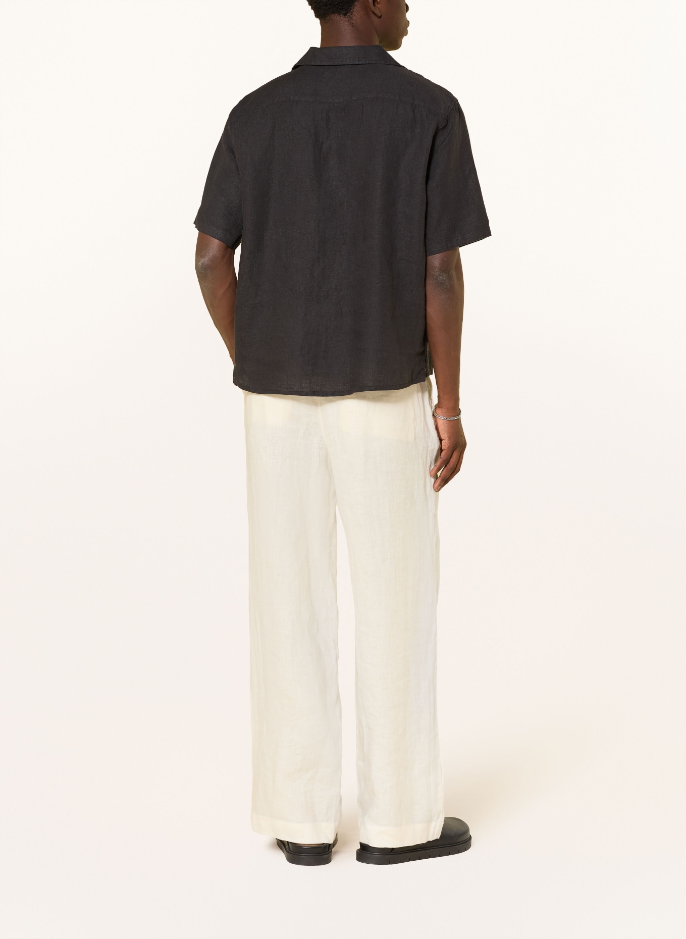 ALLSAINTS Chemise de villégiature KLAVICLE Comfort Fit en lin: NOIR / JAUNE / VERT