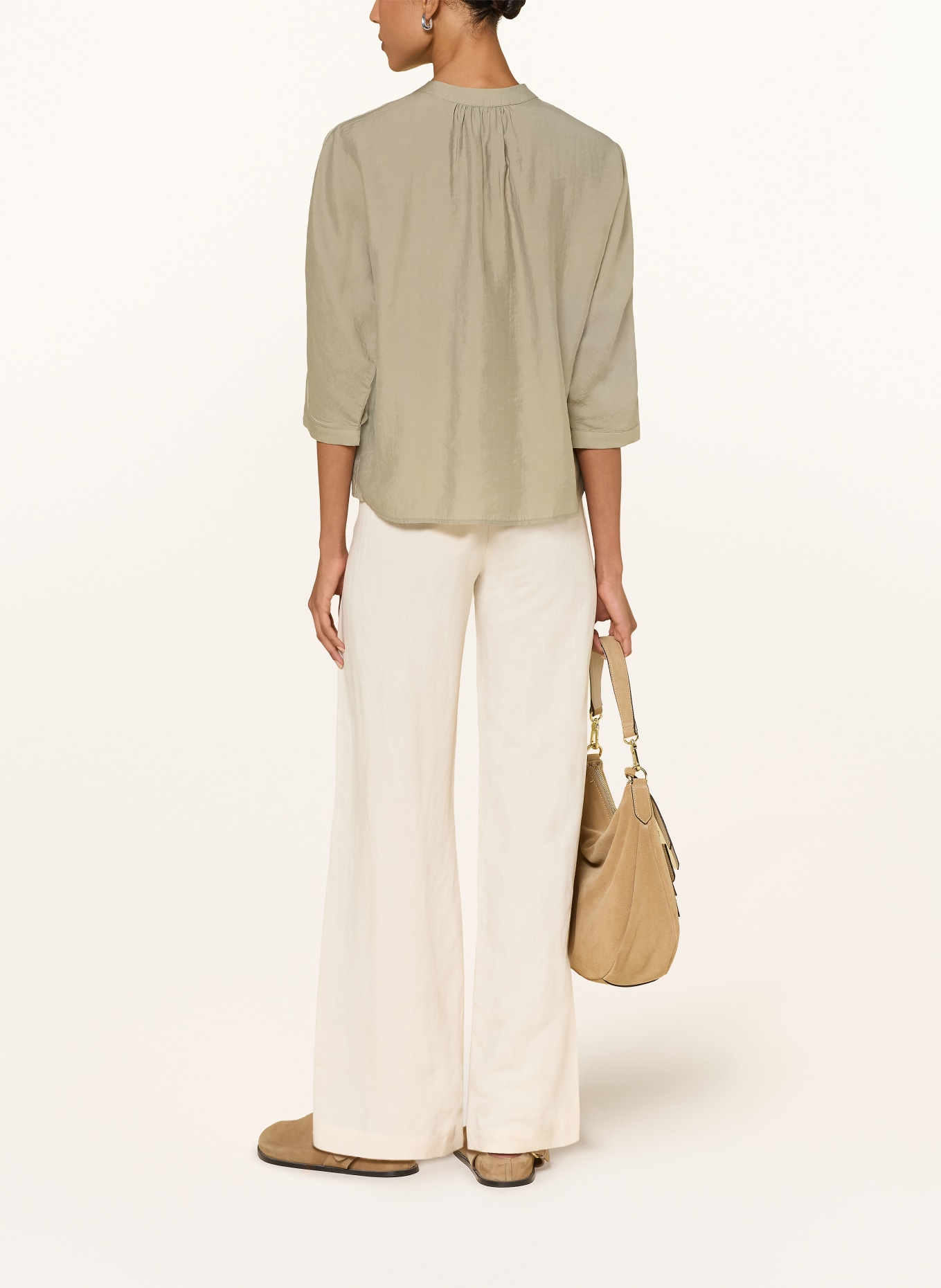 OPUS FABELL blouse-style shirt with 3/4 sleeves: OLIVE