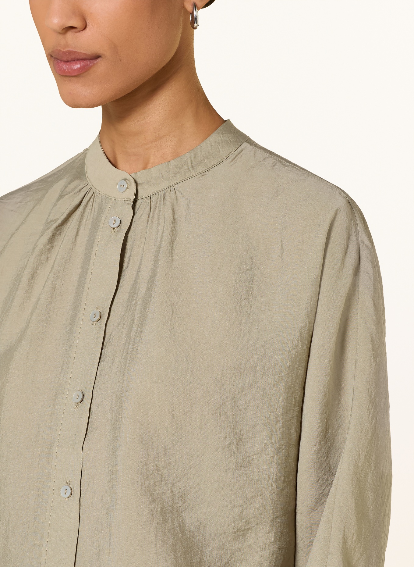 OPUS FABELL blouse-style shirt with 3/4 sleeves: OLIVE