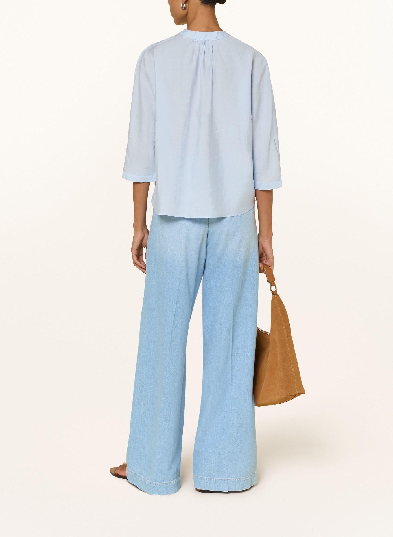 OPUS FABELL blouse-style shirt with 3/4 sleeves: LIGHT BLUE