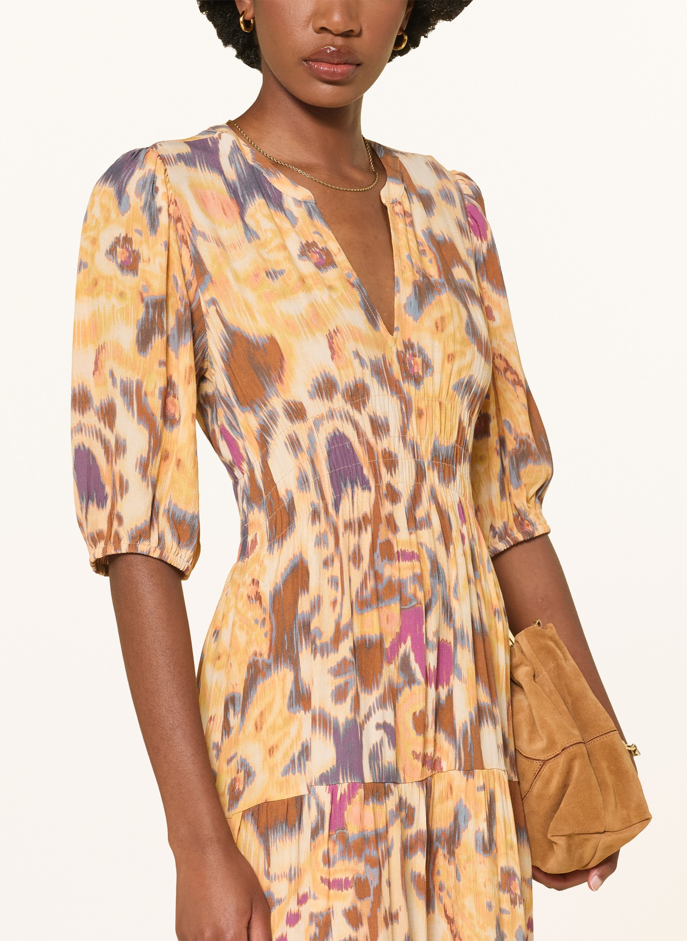 ba&sh Rochie MADELIA: GALBEN / MOV ÎNCHIS / FUCSIA