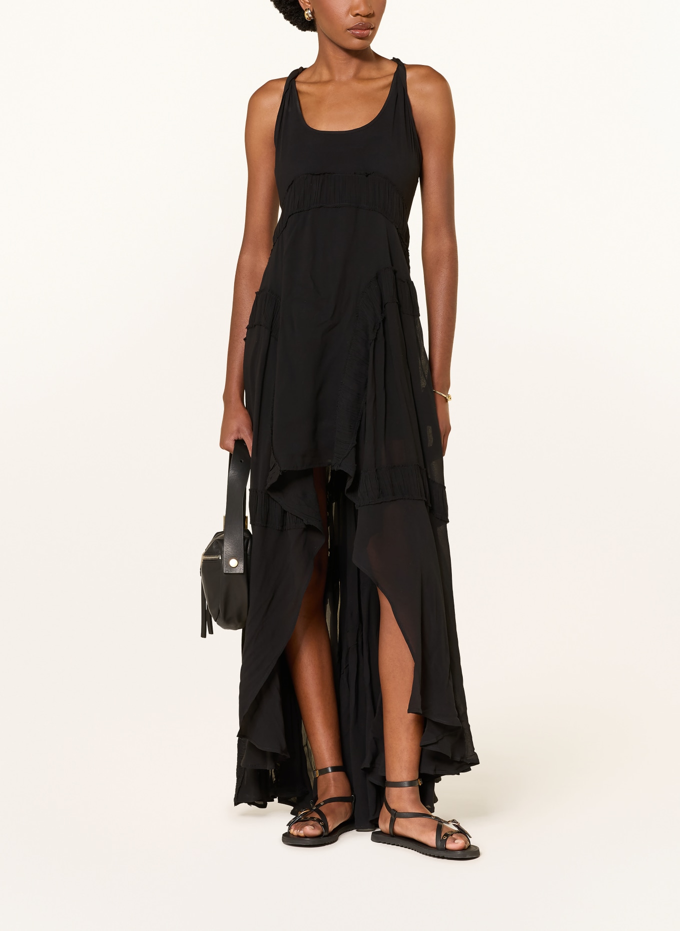 ALLSAINTS Robe DORINA à volants: NOIR