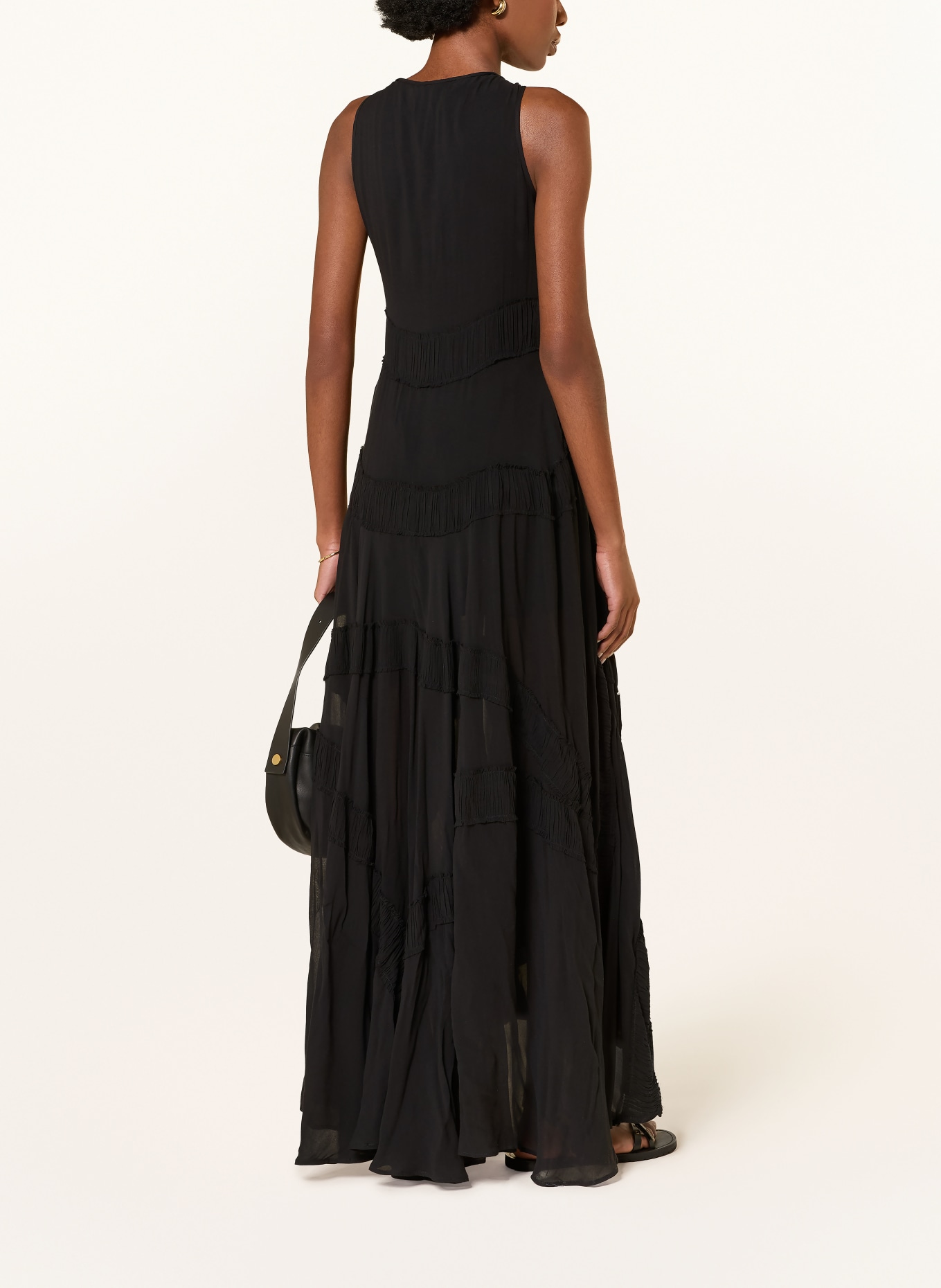 ALLSAINTS Robe DORINA à volants: NOIR