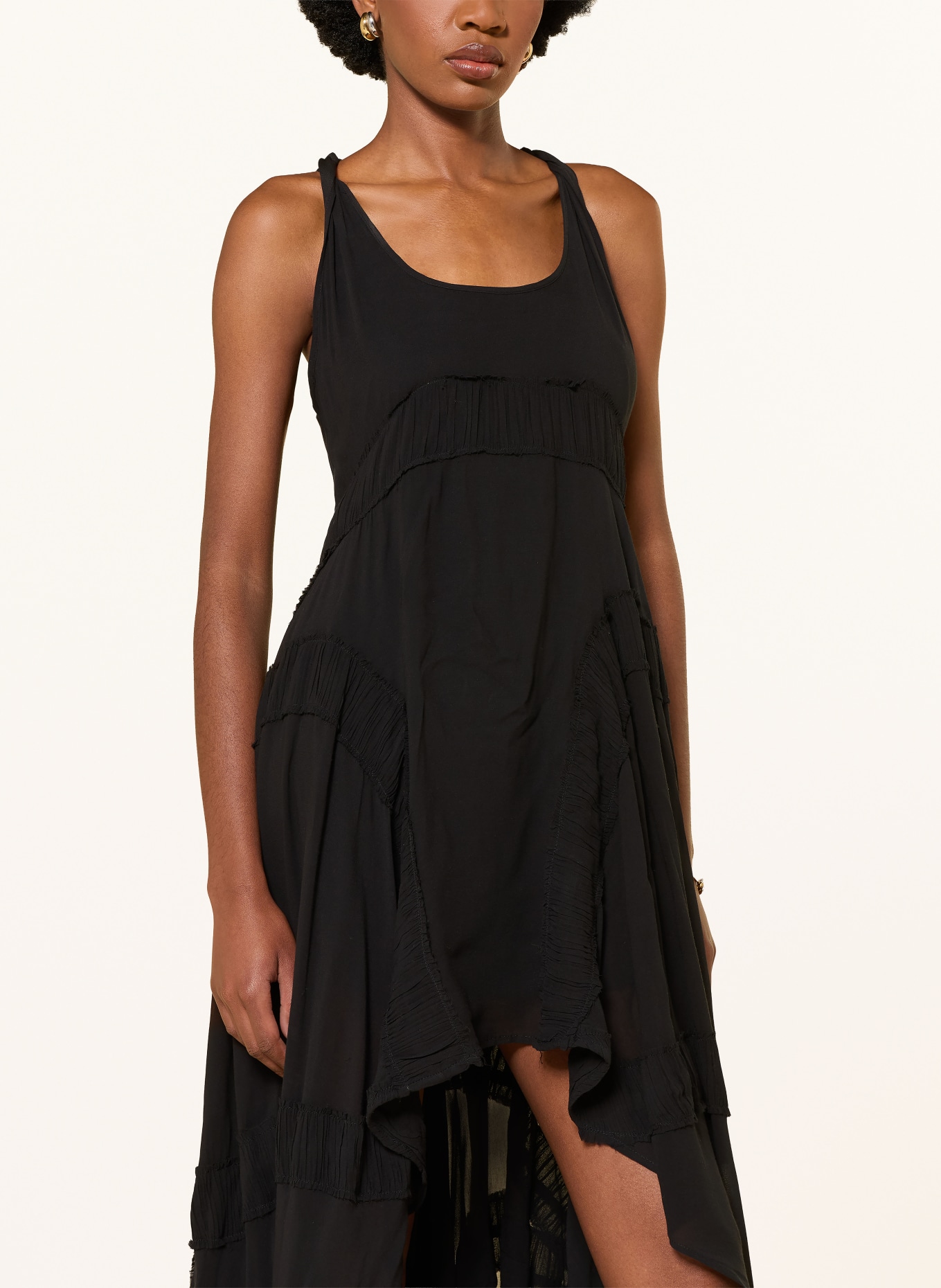 ALLSAINTS Robe DORINA à volants: NOIR