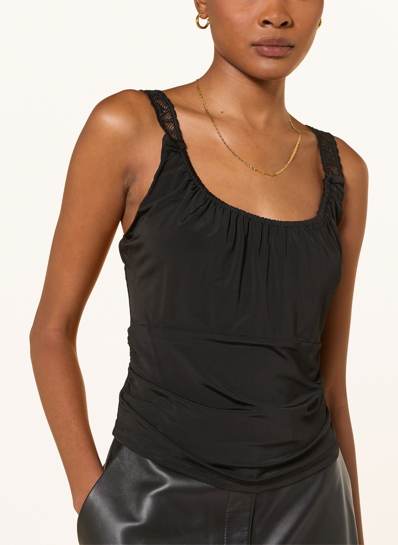 ALLSAINTS Top CELENA mit Spitze: SCHWARZ