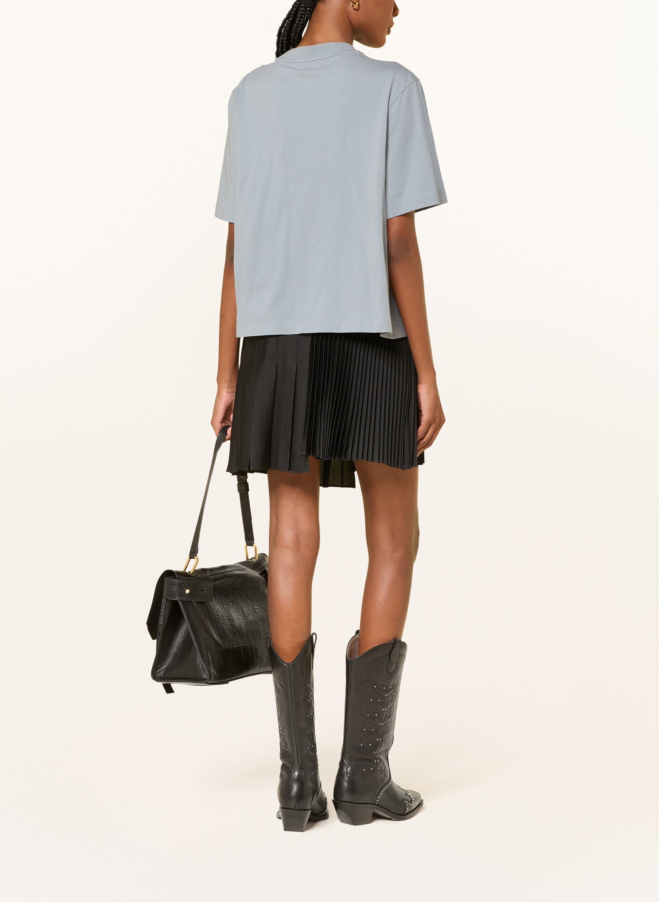 ALLSAINTS T-shirt ELLA met sieradenparels: LICHTBLAUW / ZILVER