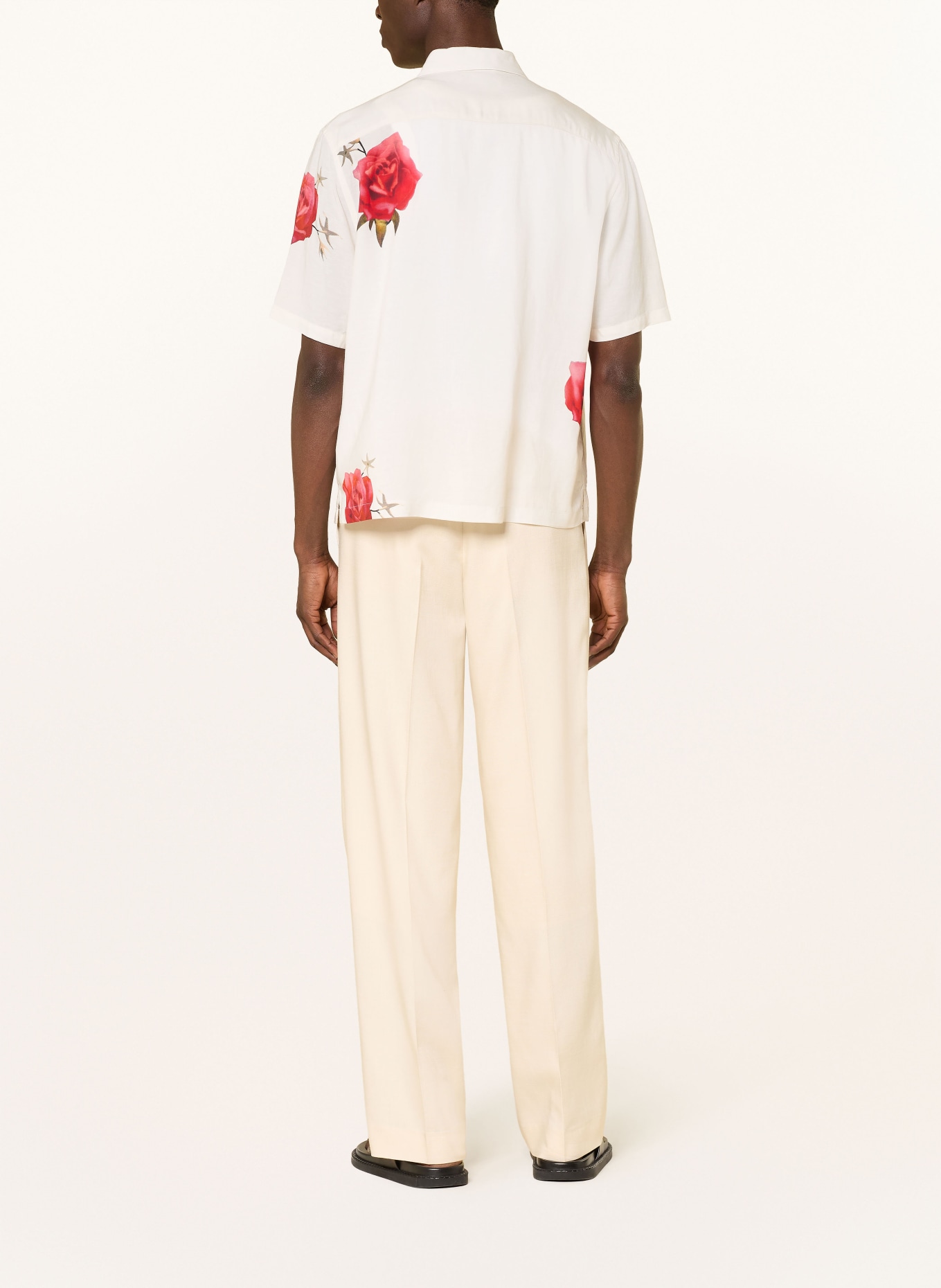 ALLSAINTS Kurzarm-Hemd FLEUR FAZED Comfort Fit: ECRU / ROT / GRÜN