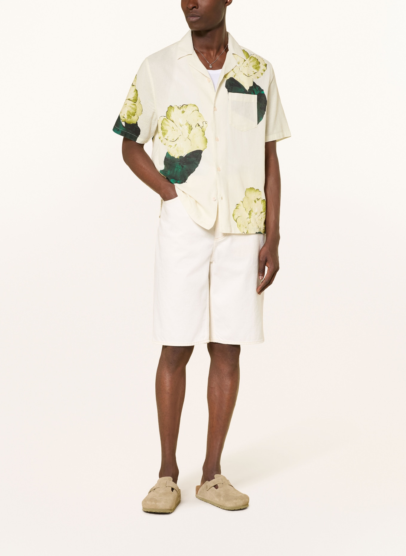 ALLSAINTS Resorthemd NOUVELLE Relaxed Fit: ECRU / HELLGRÜN / DUNKELGRÜN