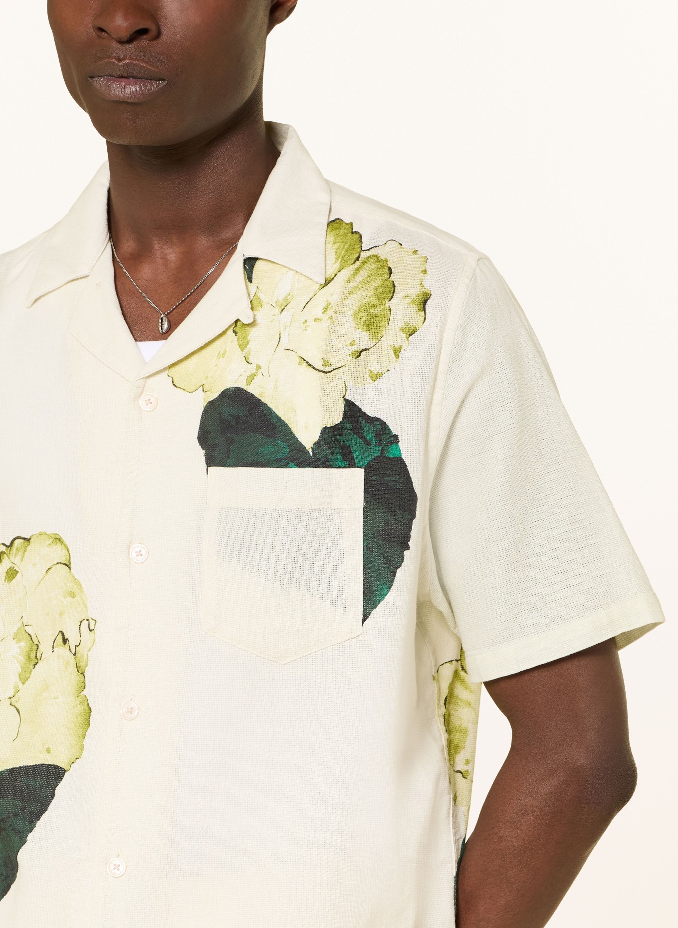 ALLSAINTS Resorthemd NOUVELLE Relaxed Fit: ECRU / HELLGRÜN / DUNKELGRÜN