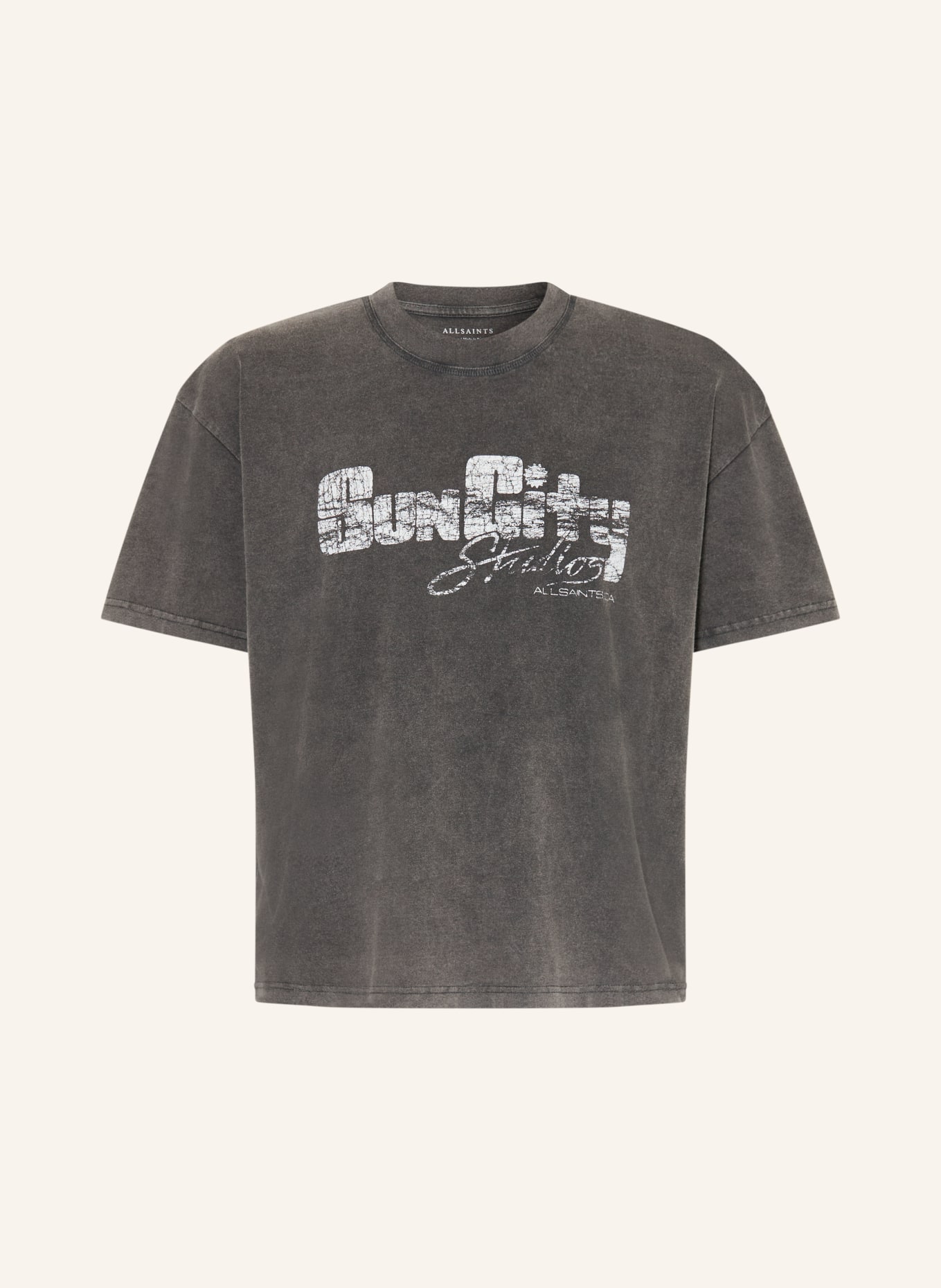 ALLSAINTS T-Shirt SUN CITY: DUNKELGRAU / WEISS