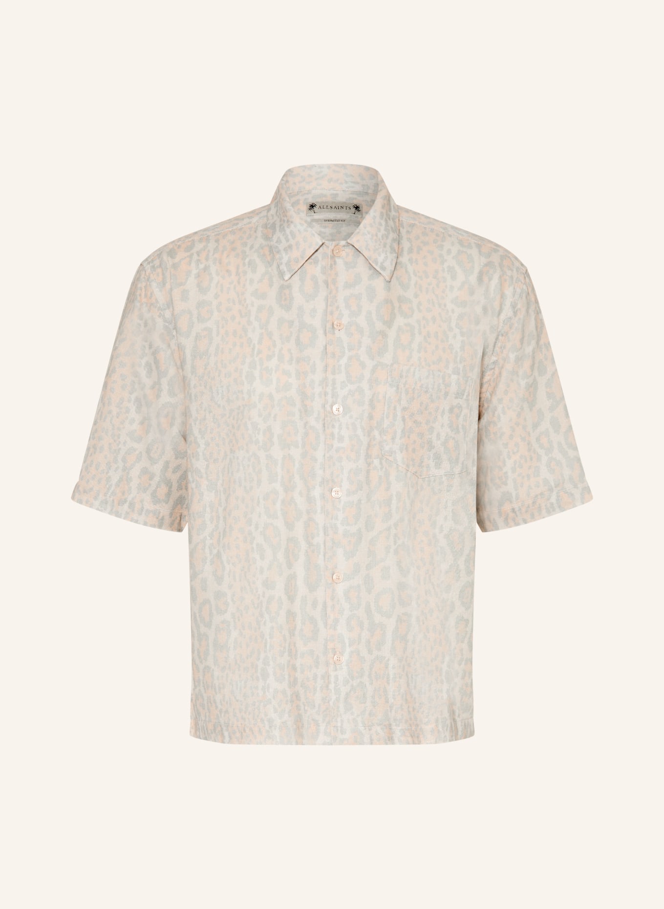 ALLSAINTS Chemise à manches courtes CRUZ LEO, coupe oversize: ÉCRU / BLEU CLAIR