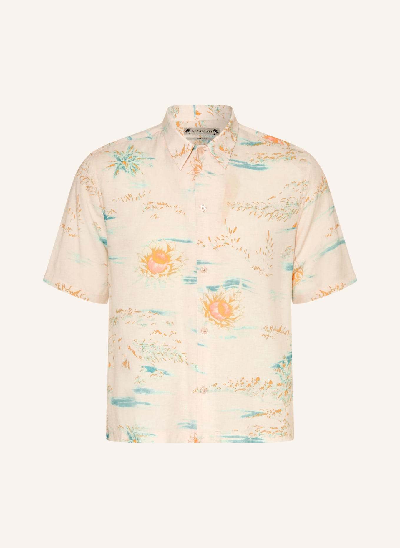ALLSAINTS Chemise à manches courtes BREEZER Comfort Fit: ÉCRU / JAUNE FONCÉ / TURQUOISE