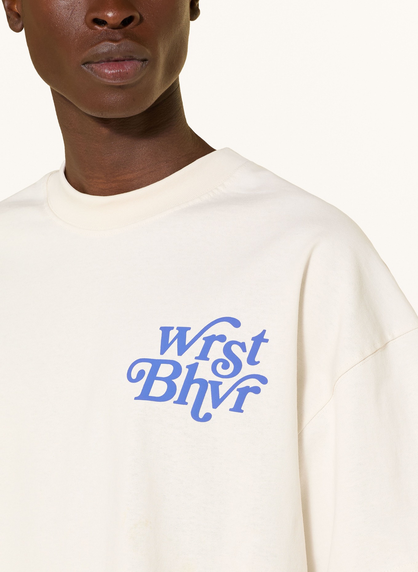 WRSTBHVR T-shirt REEN V2: ECRU / BLAUW