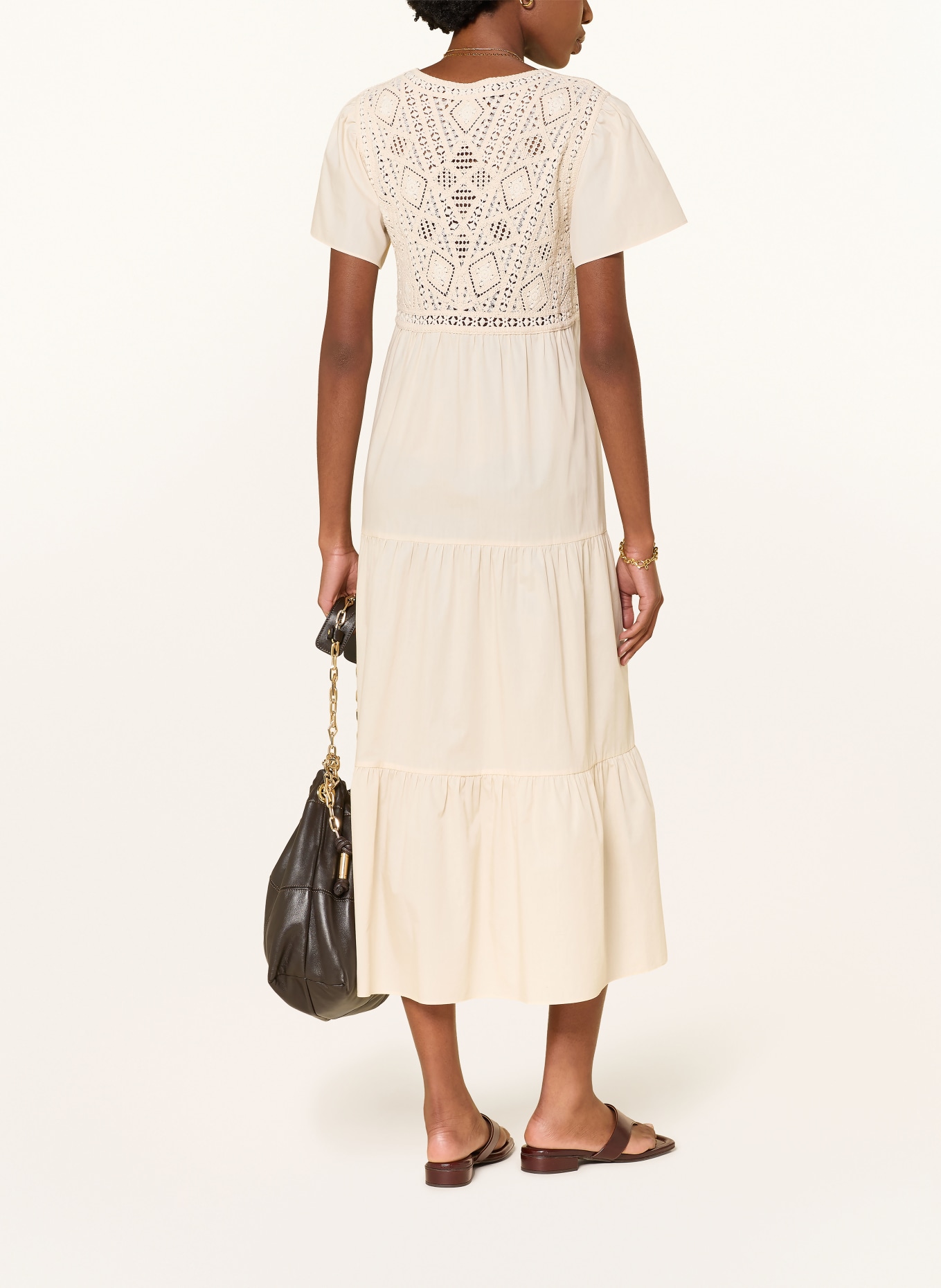 ba&sh Rochie SANDY cu dantelă perforată: ECRU
